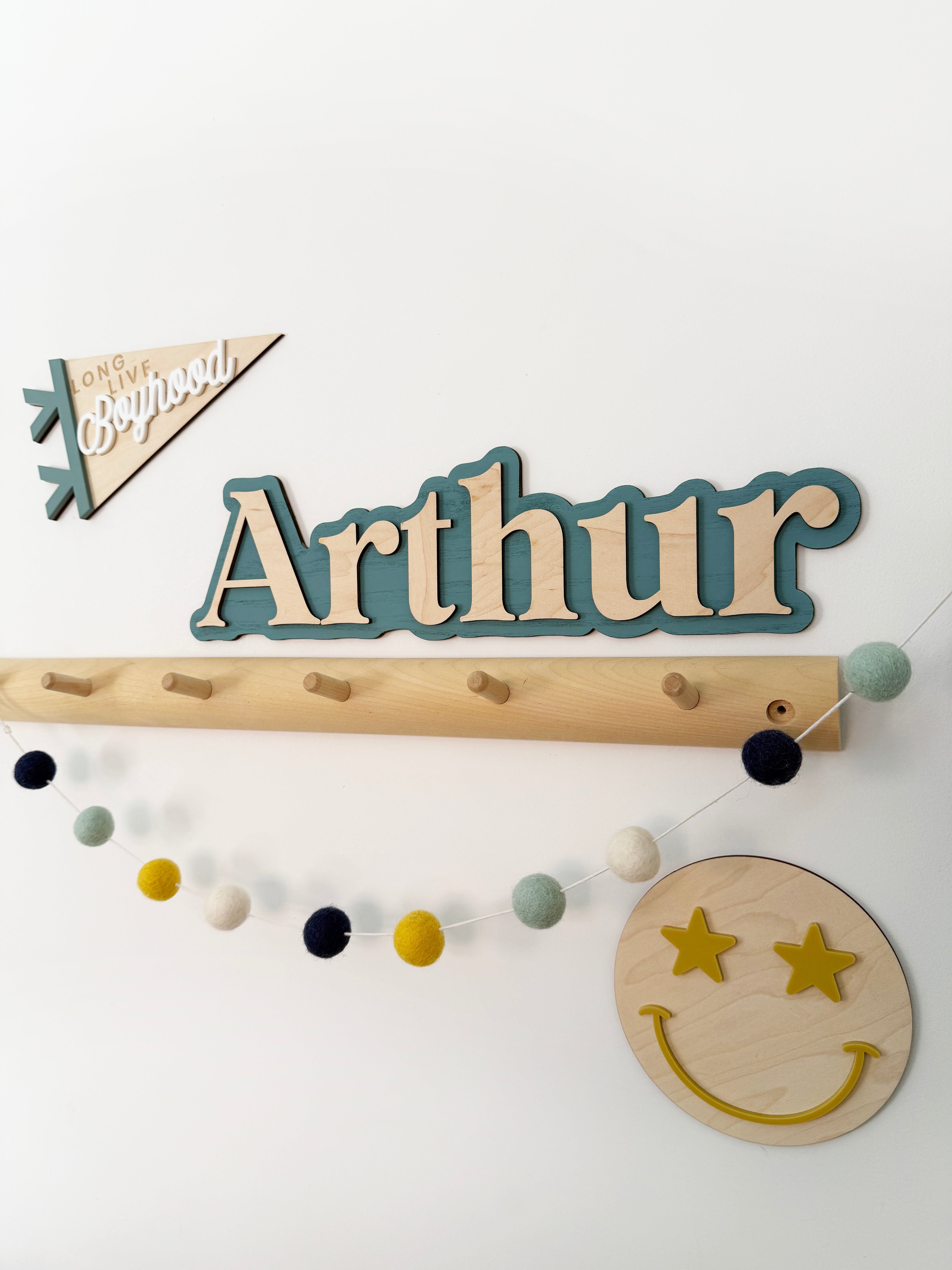 Custom double layer wooden name sign