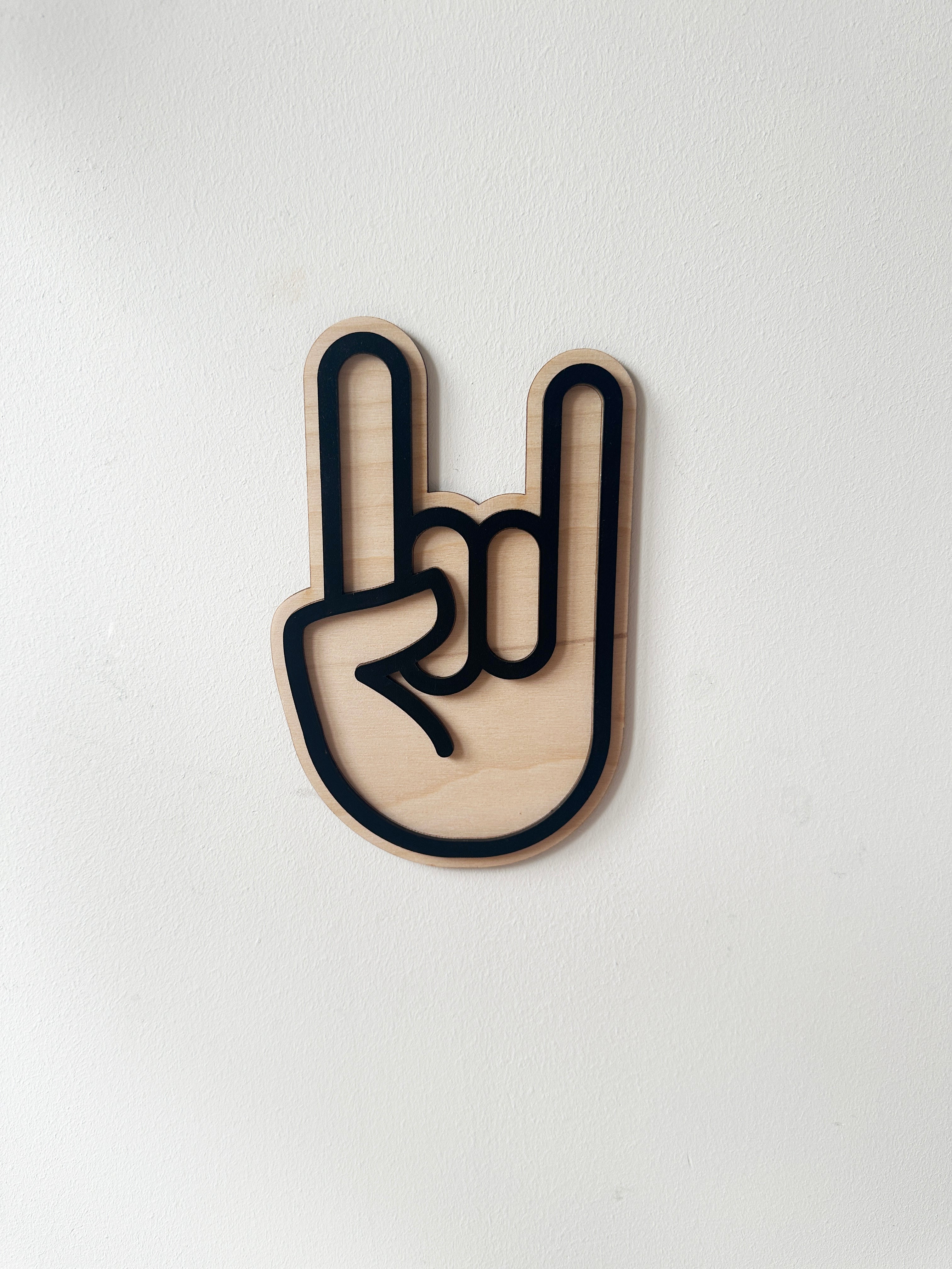 Rock on hand wall shape (black)