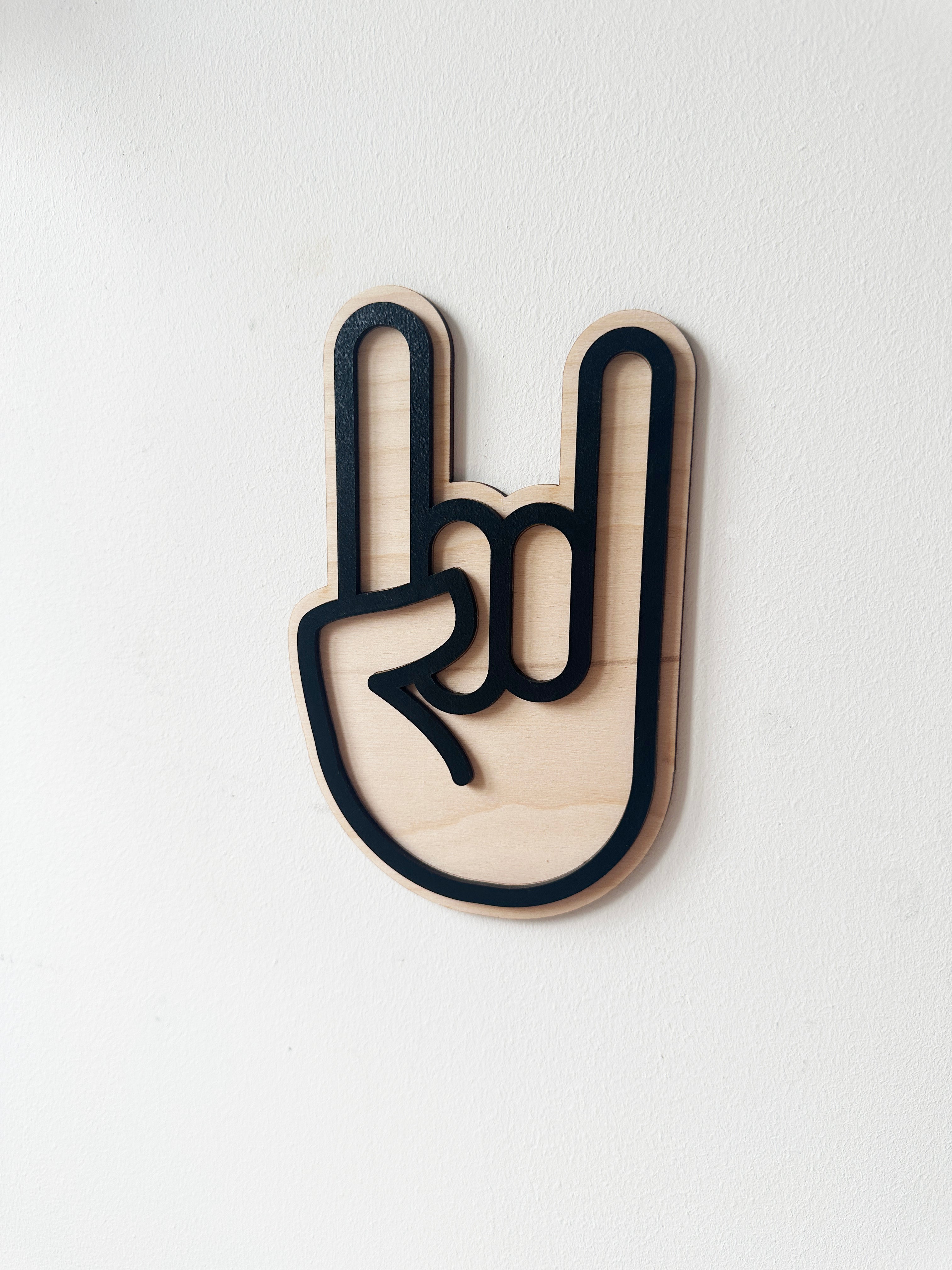 Rock on hand wall shape (black)