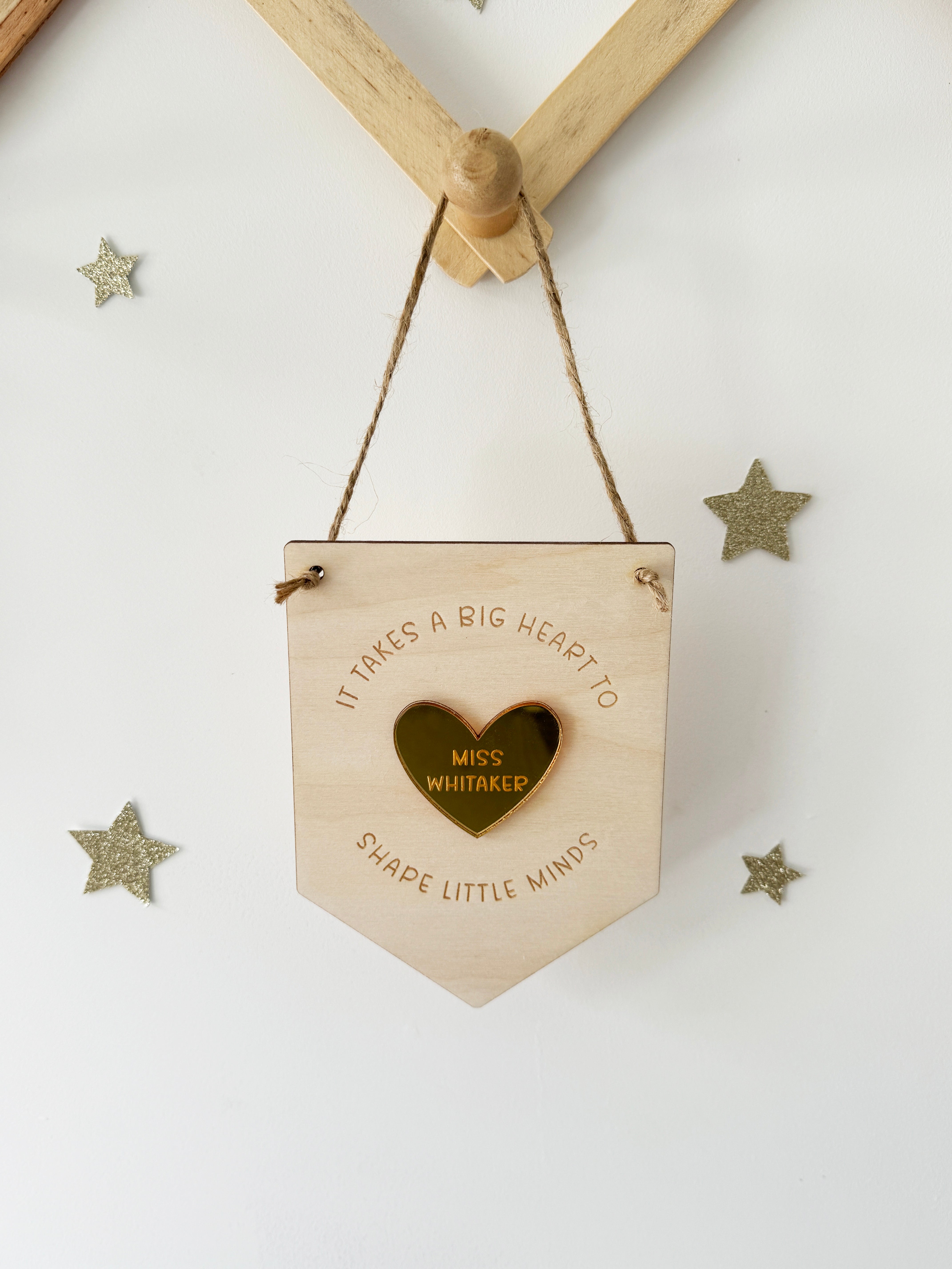 Personalised Big heart little minds mini pennant
