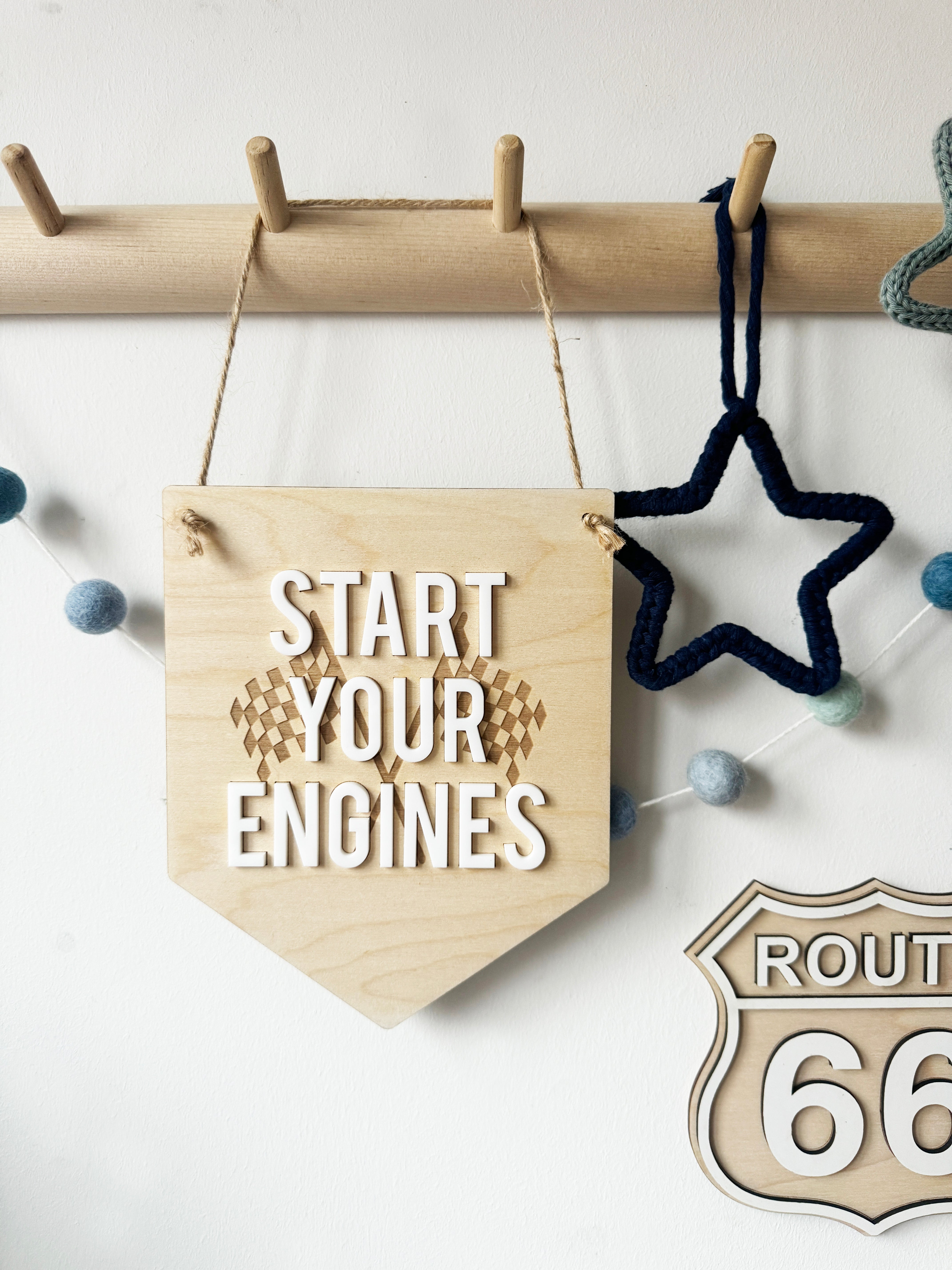 Start your engines hanging banner