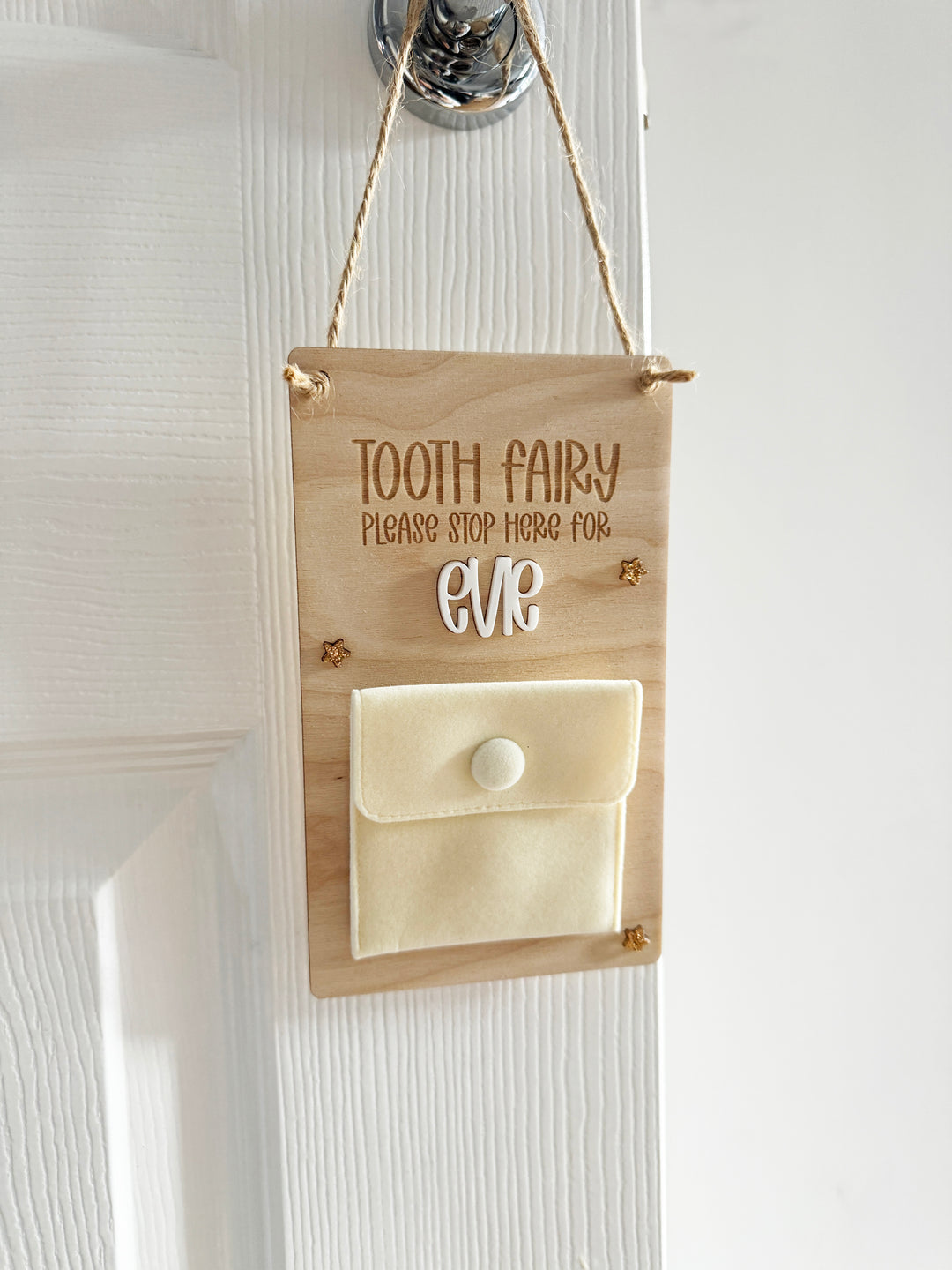 Personalised tooth fairy door hanger