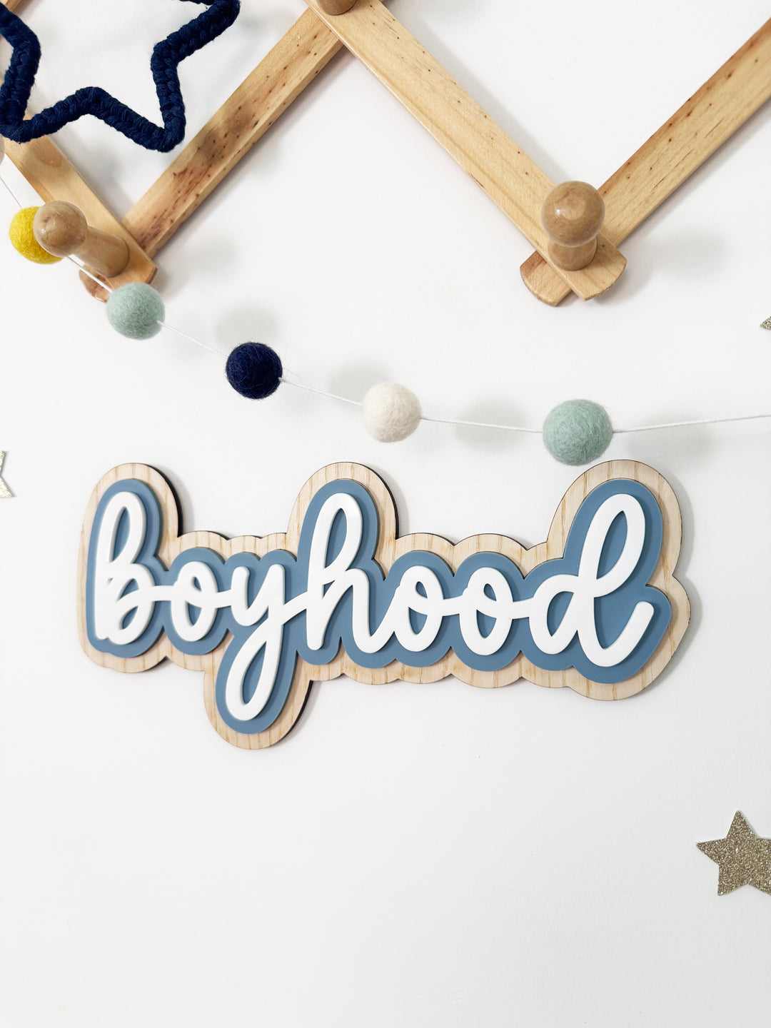 Boyhood triple layer wall sign