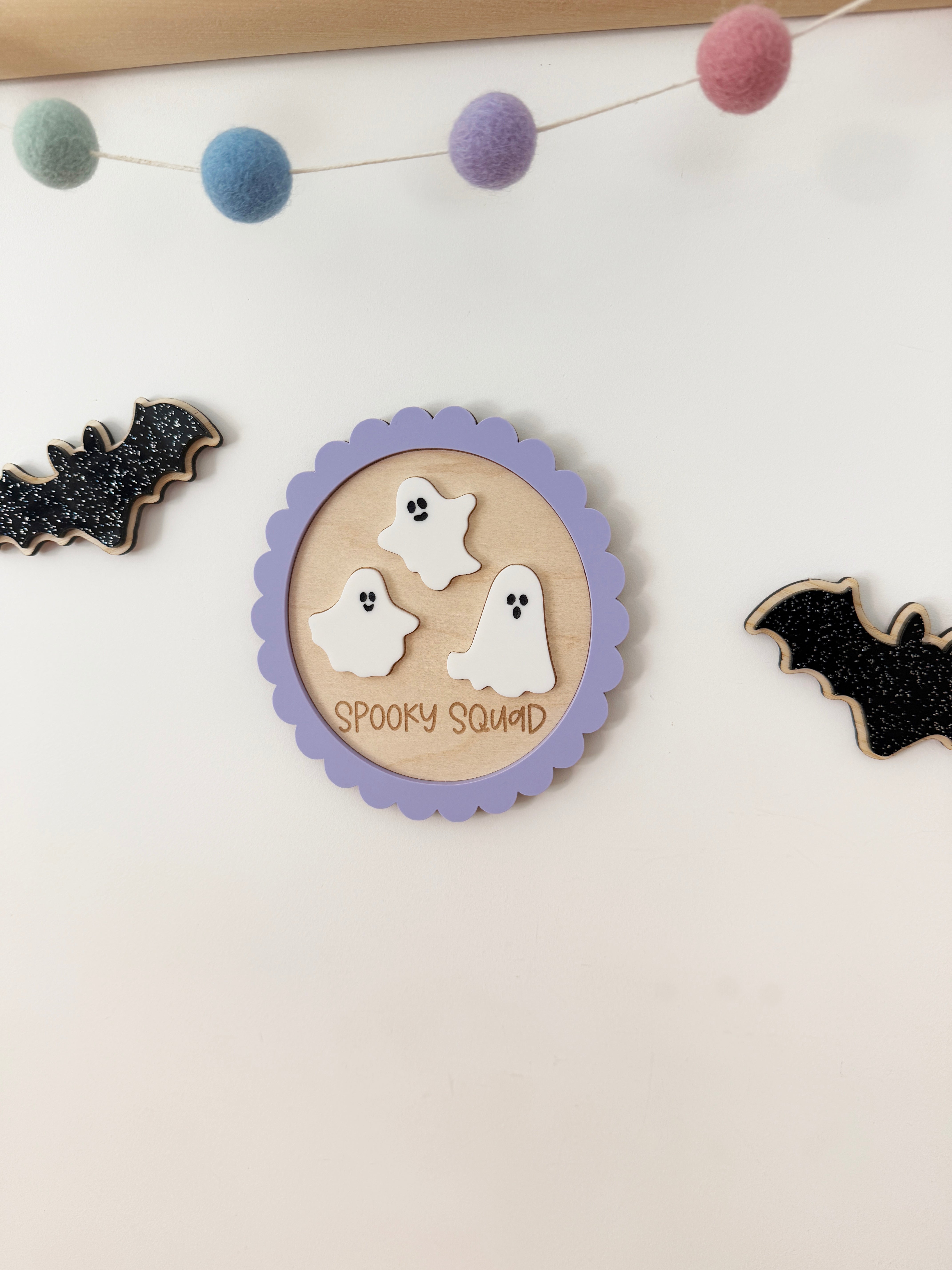 Spooky squad ghost scallop edge wall plaque