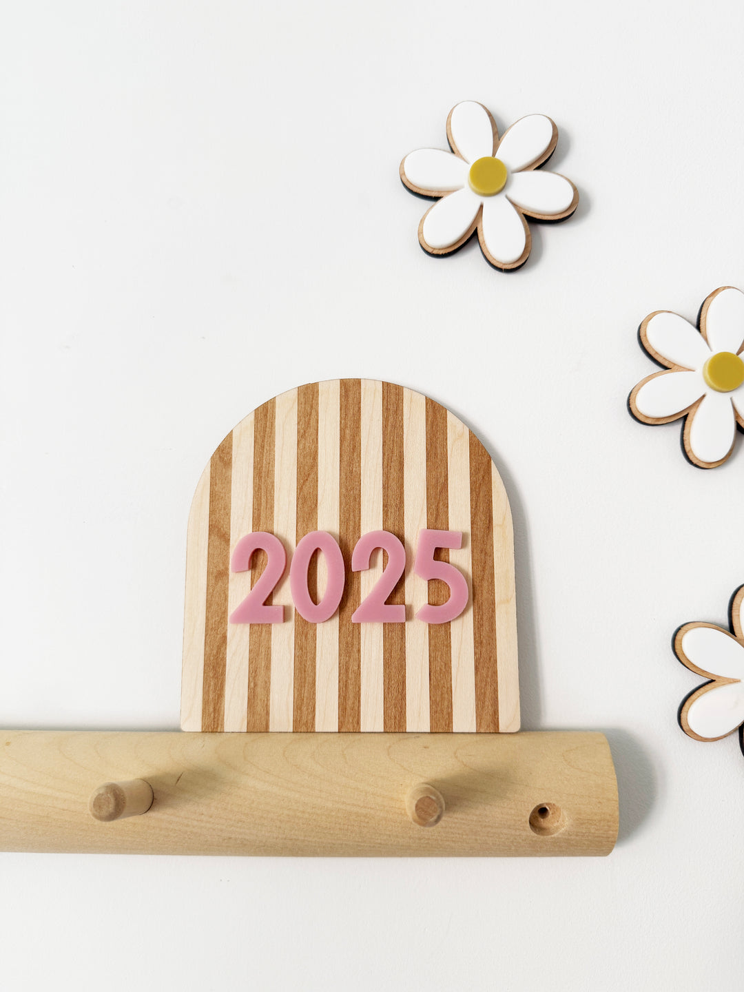 Personalised stripe year shelf sitter