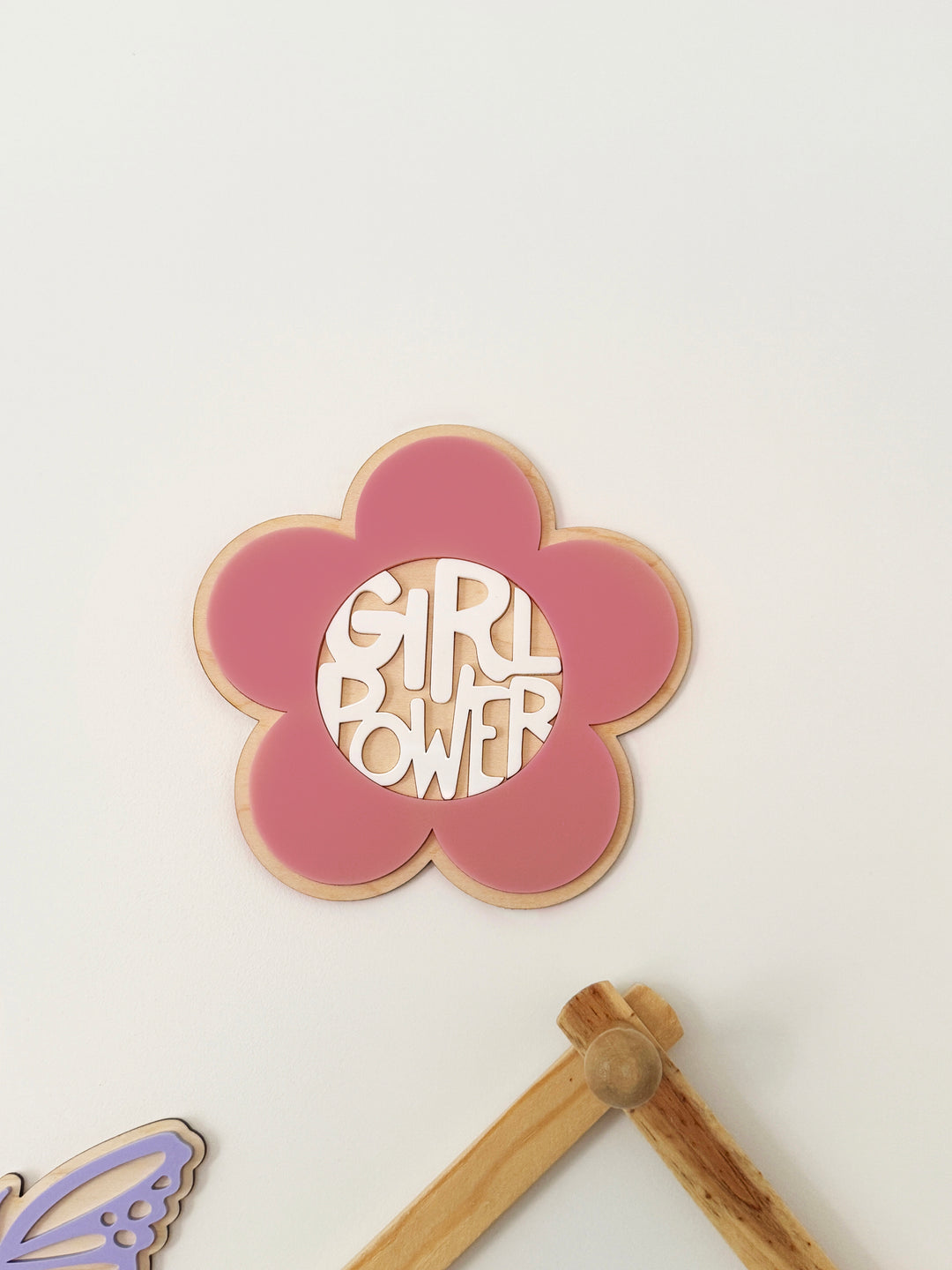Girl power flower wall shape
