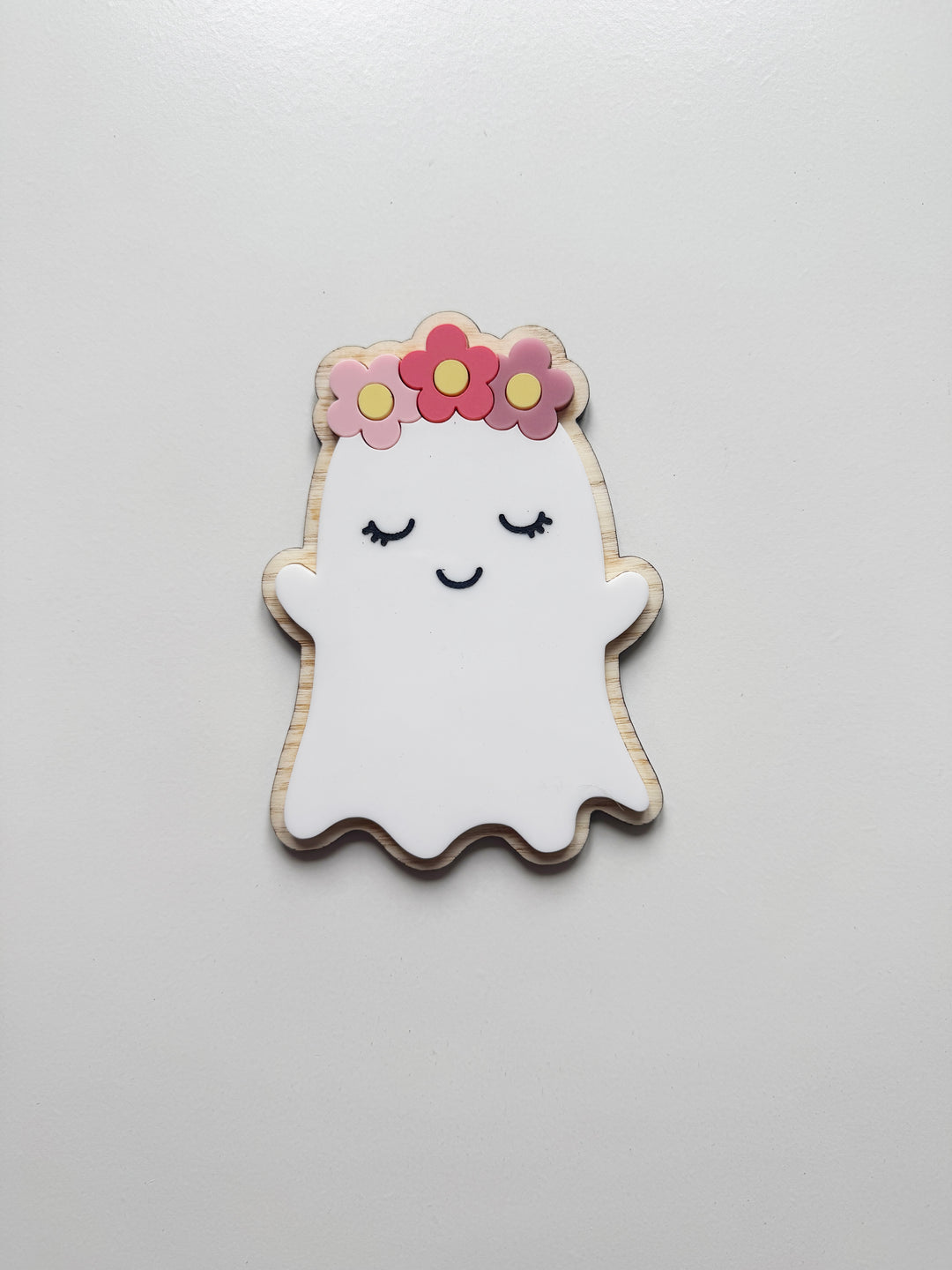 Floral ghost halloween shelf sitter (Clearance)