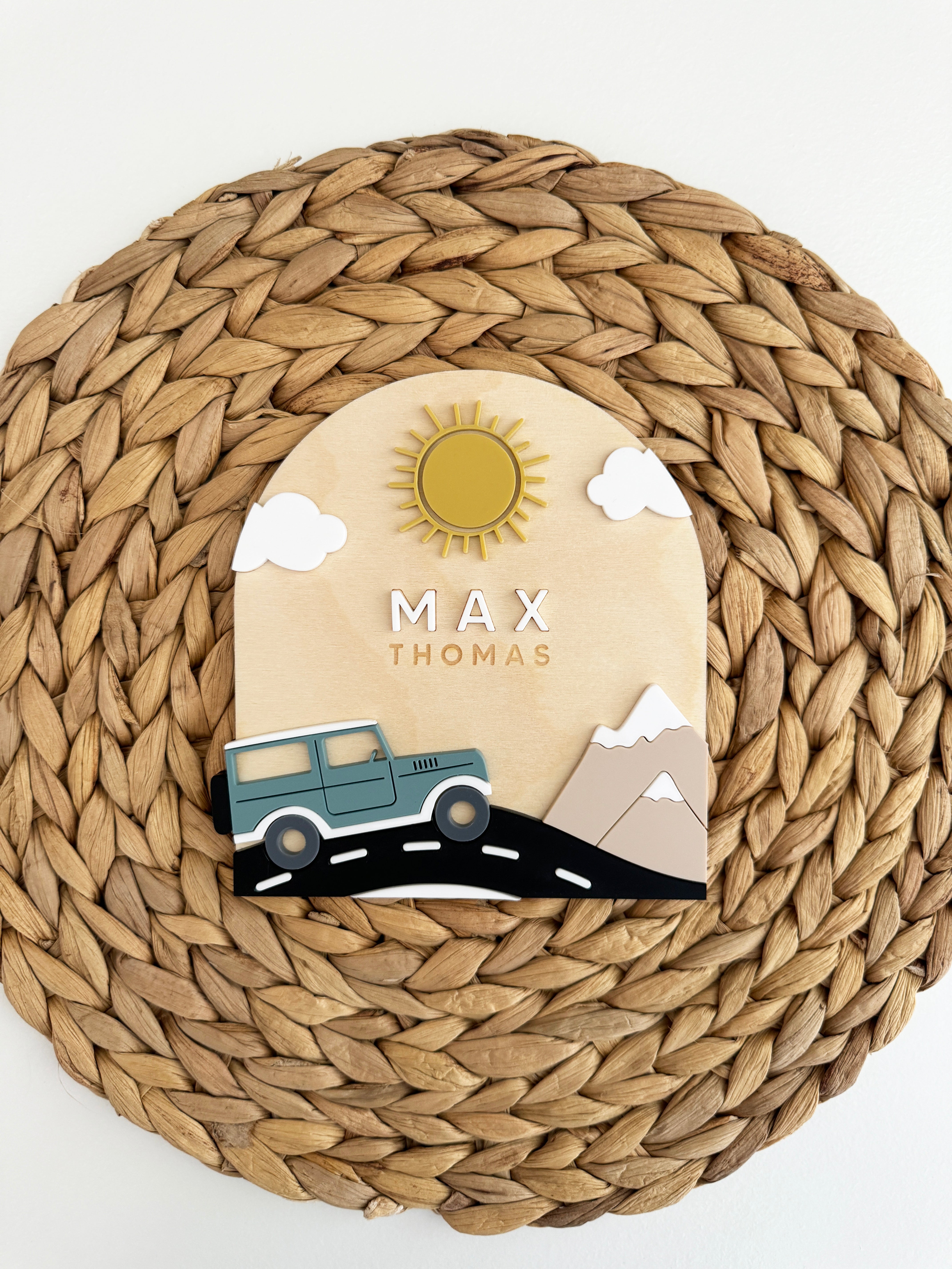Personalised Vintage Jeep name arch