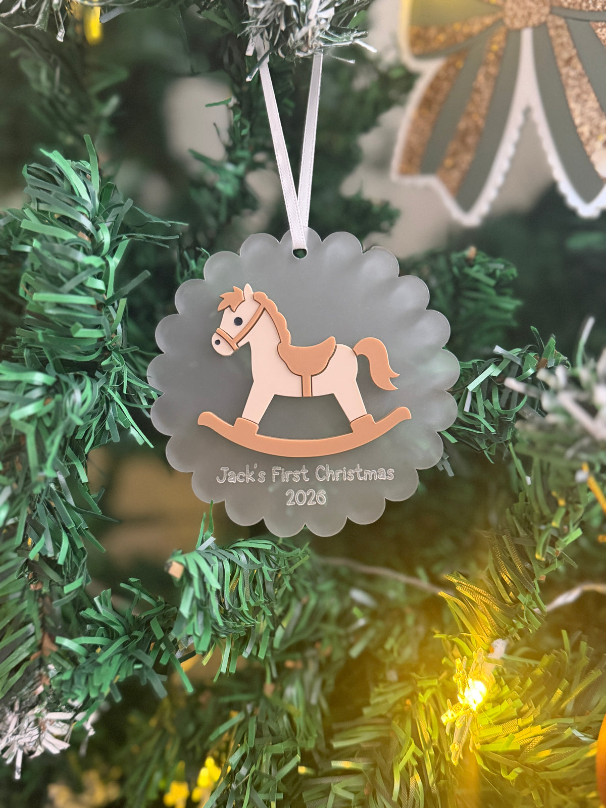 First christmas rocking horse tree decoration