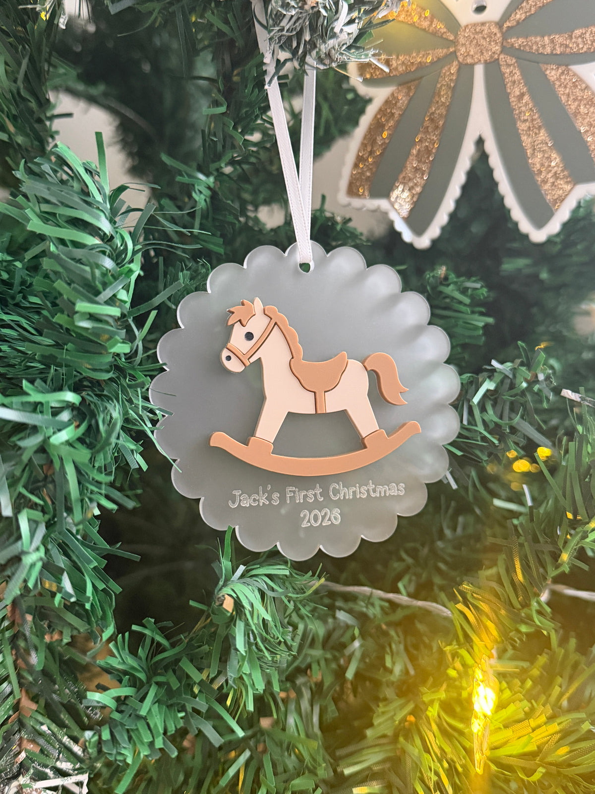 First christmas rocking horse tree decoration