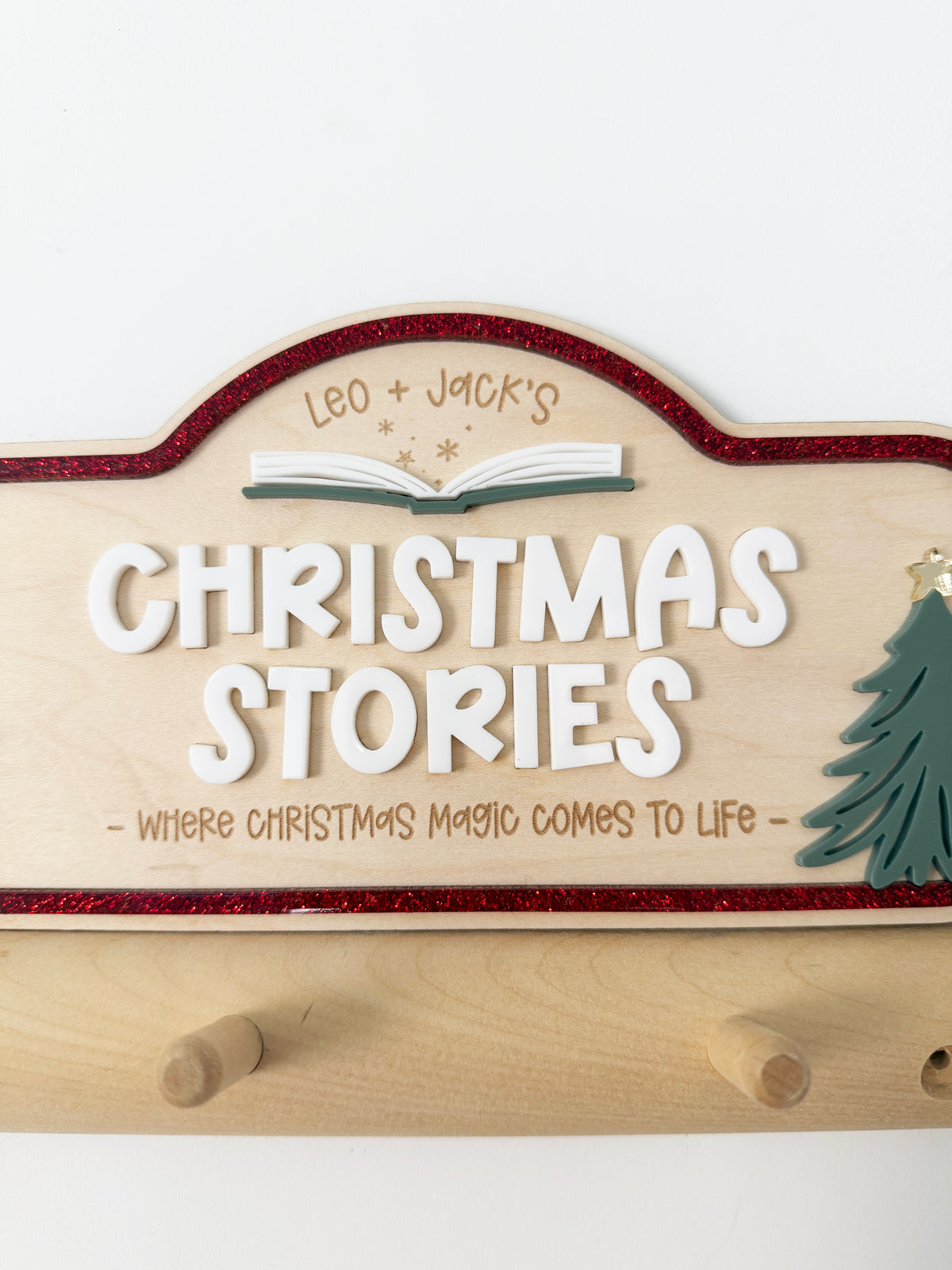 Personalised Christmas stories crate/shelf sign