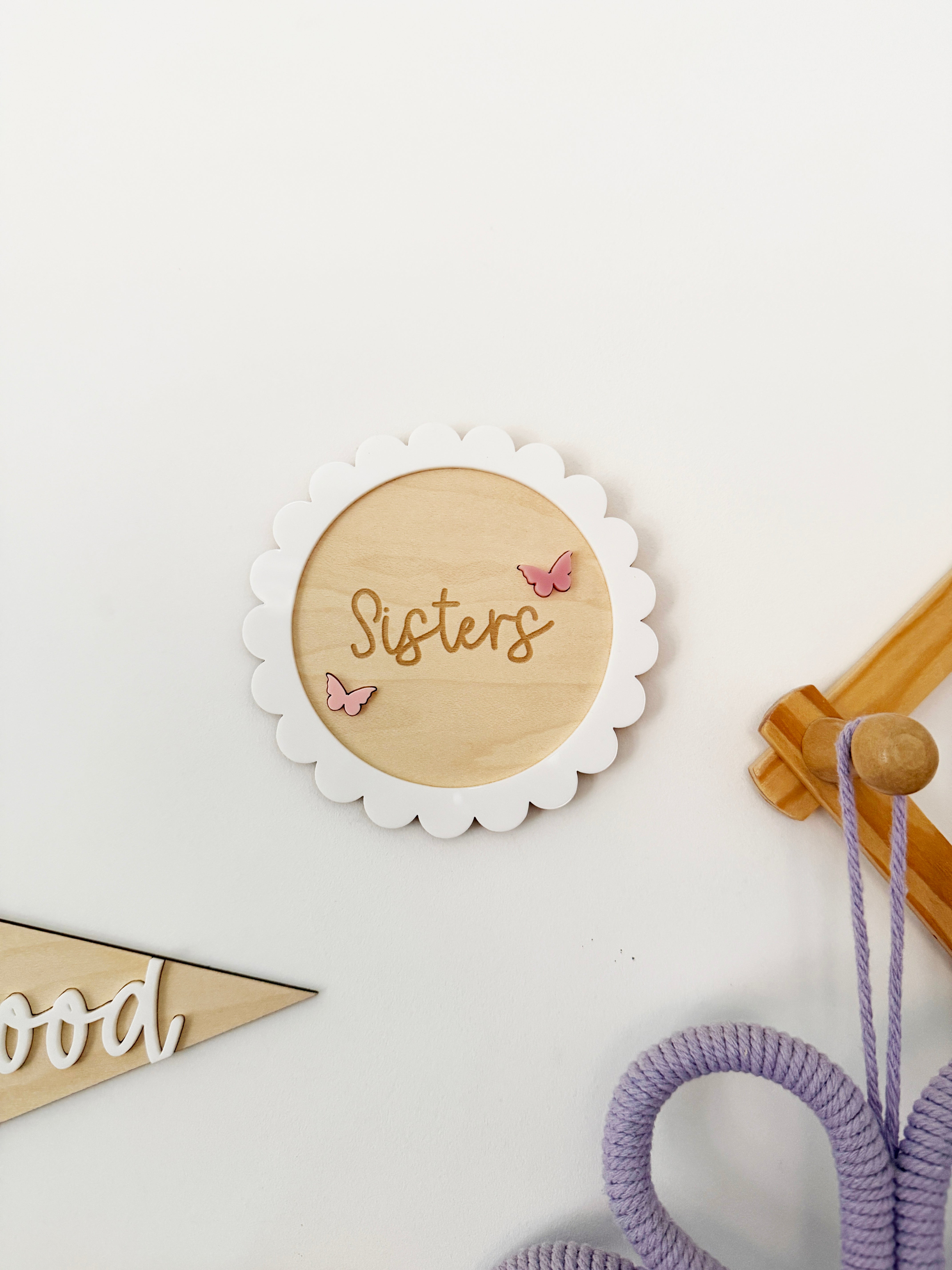 Personalised butterfly scallop name plaque