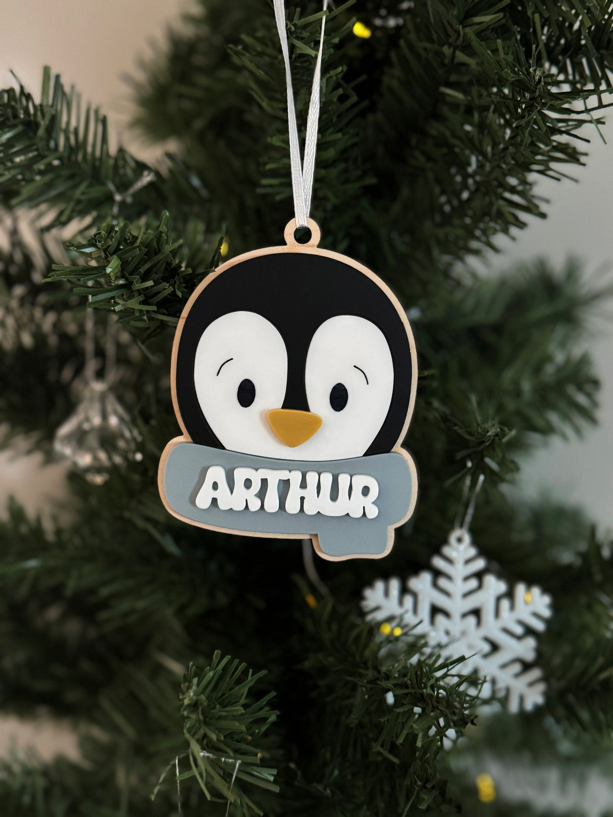 Personalised penguin tree decoration