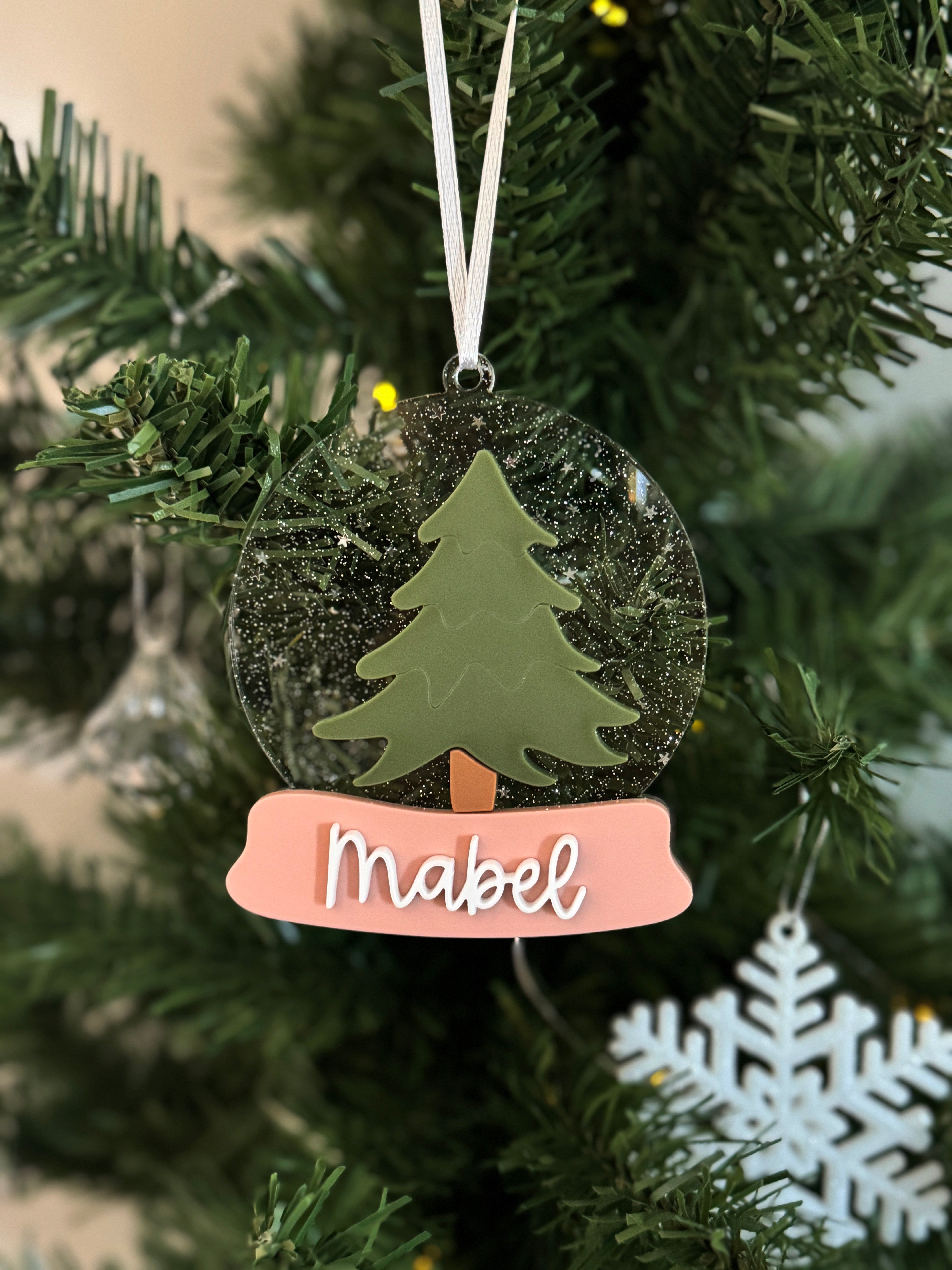 Personalised snow globe tree decoration