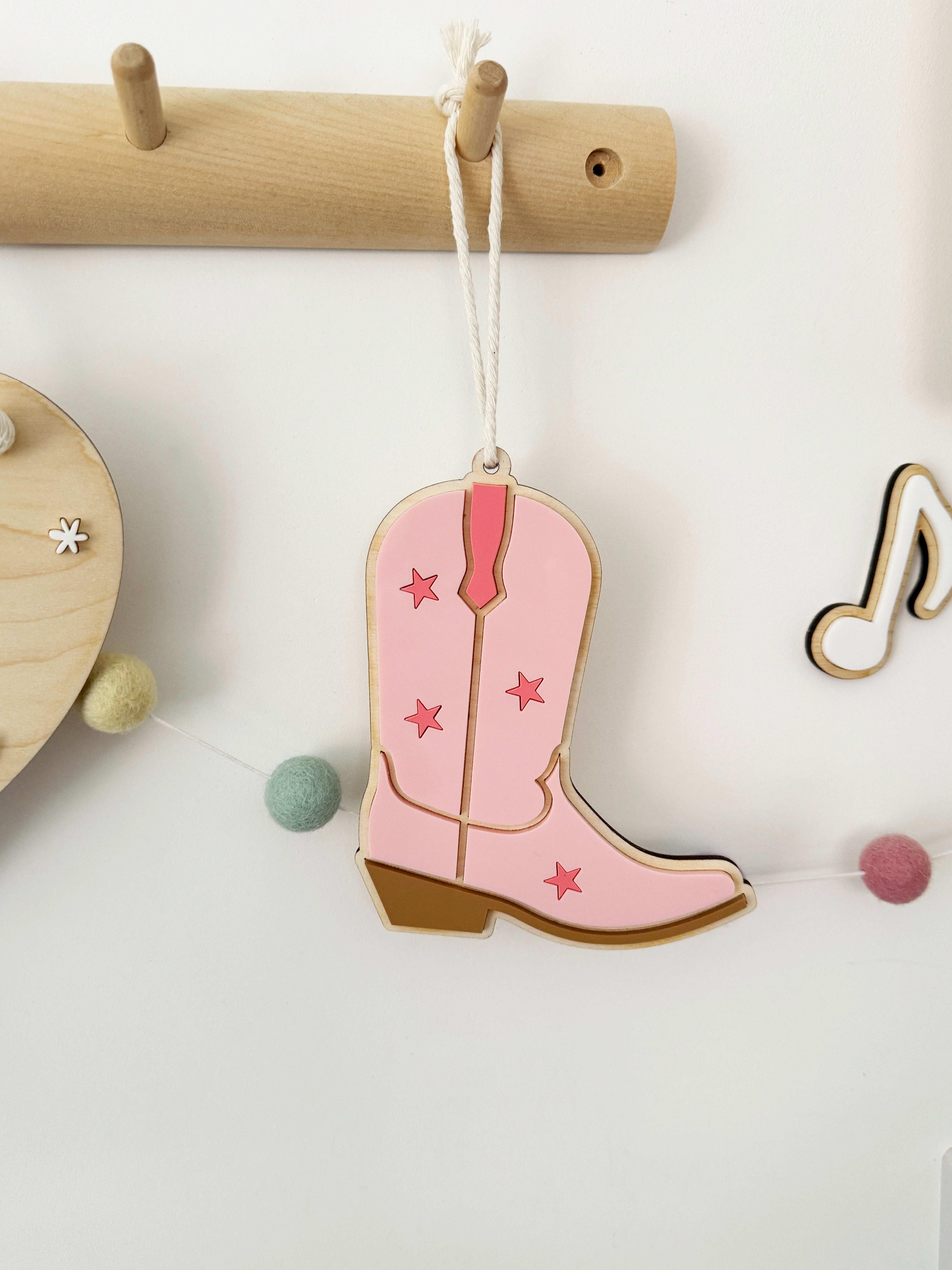 Cowgirl boot wall decor hanging