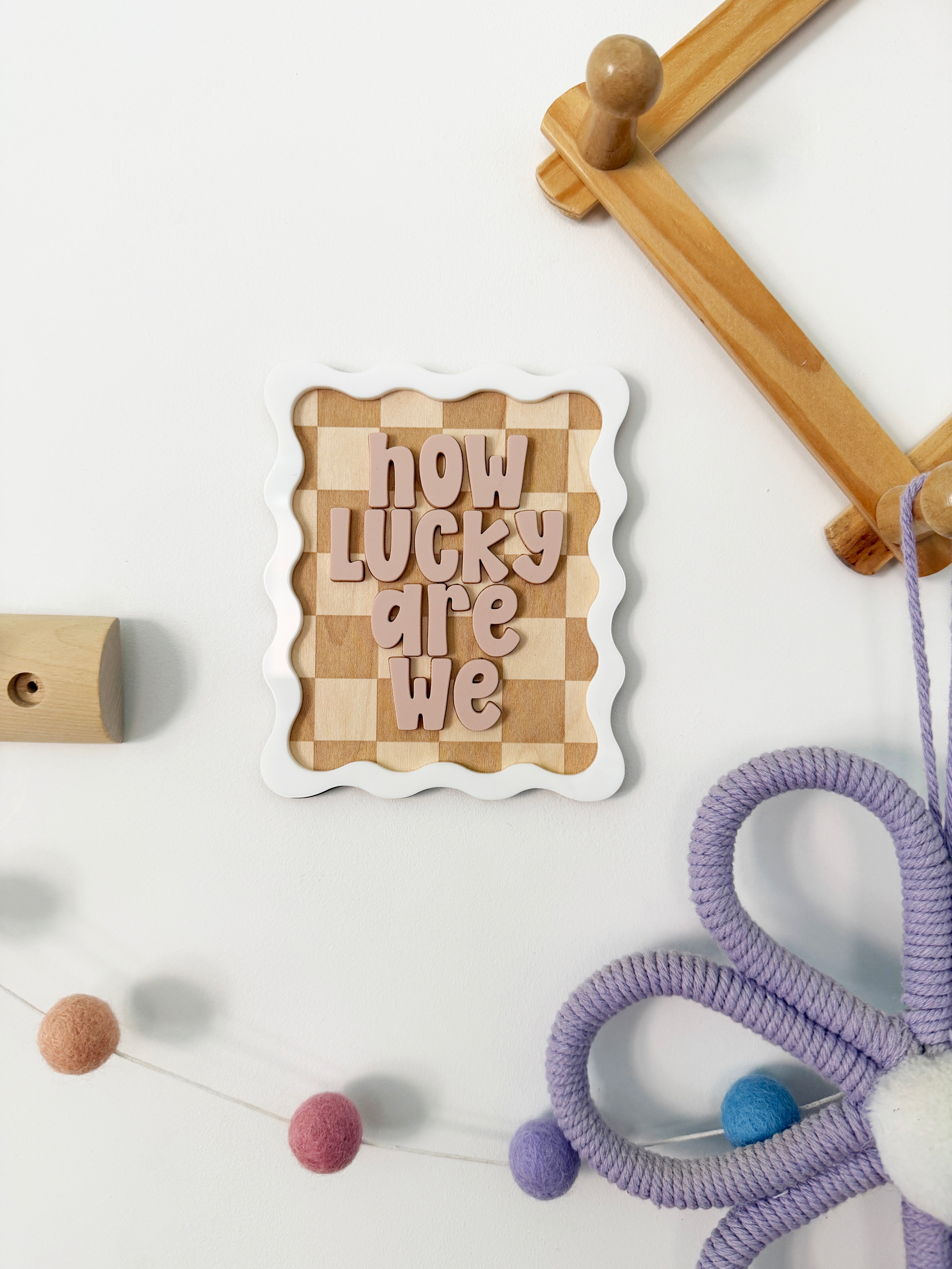 How lucky are we squiggle edge wall plaque (Archive rays)