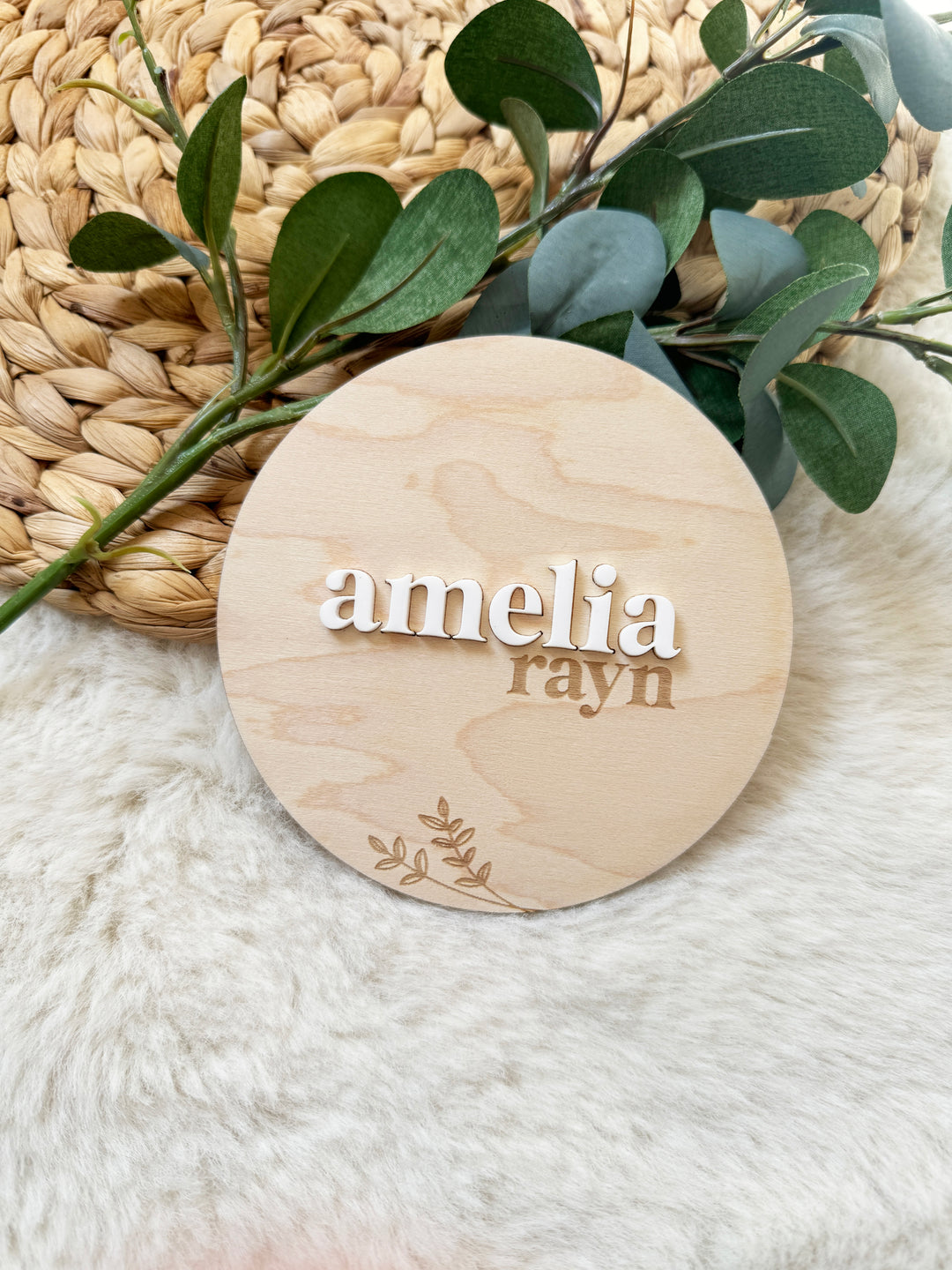 Personalised baby name announcement disc