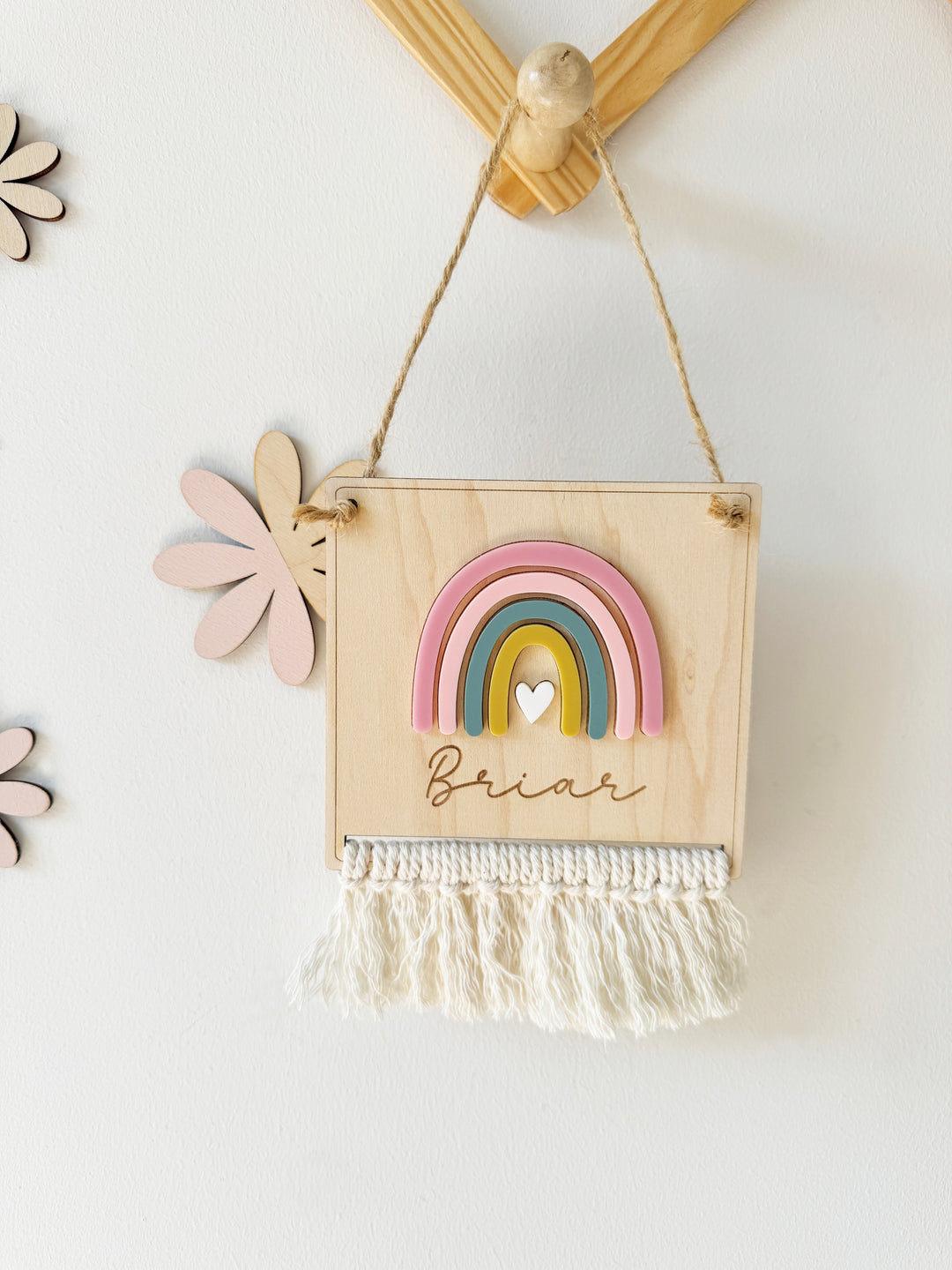 Personalised boho rainbow name mini pennant