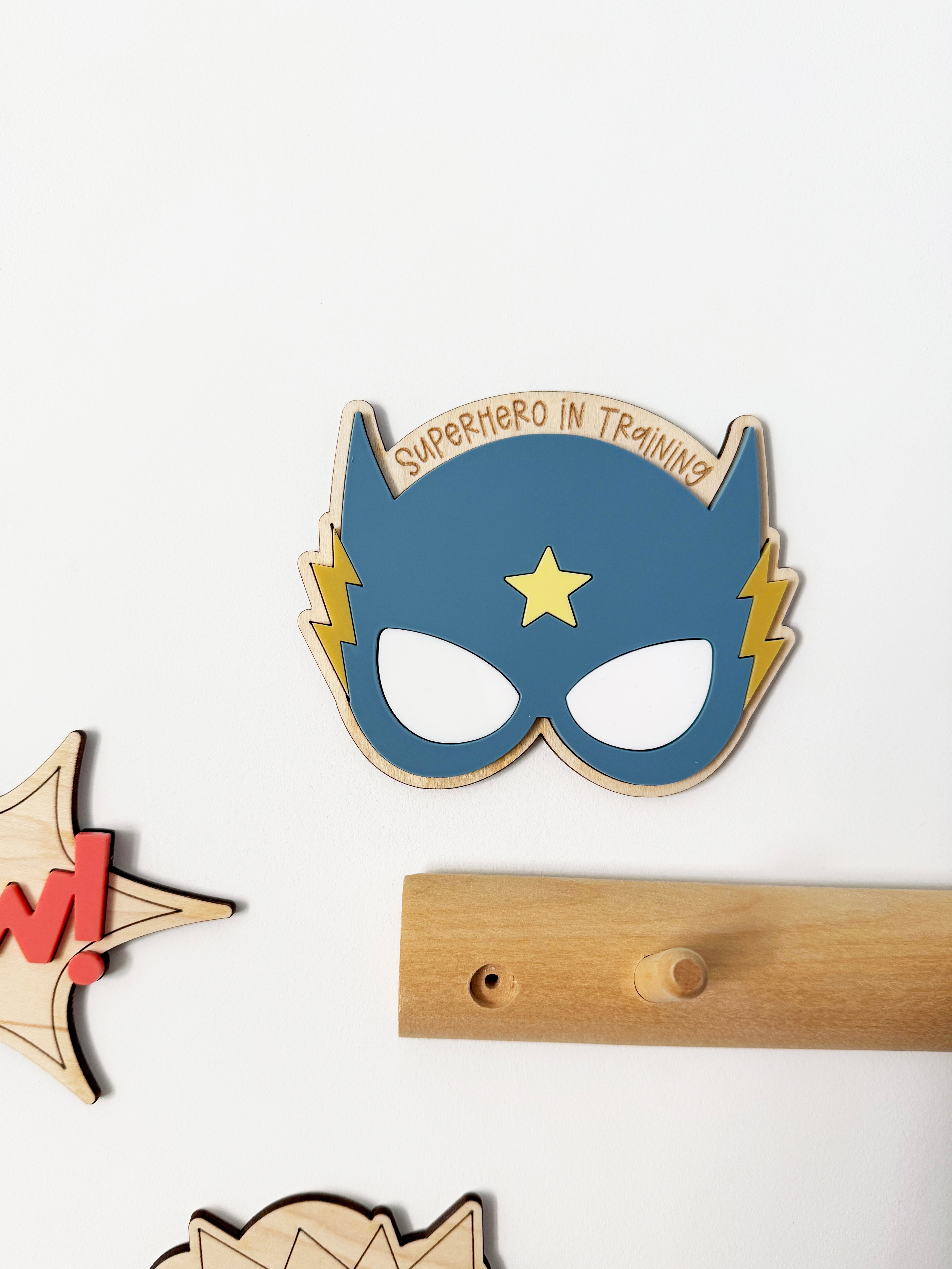 Superhero in training wall shape