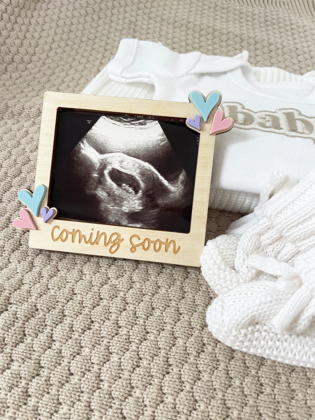 Coming soon baby scan photo holder