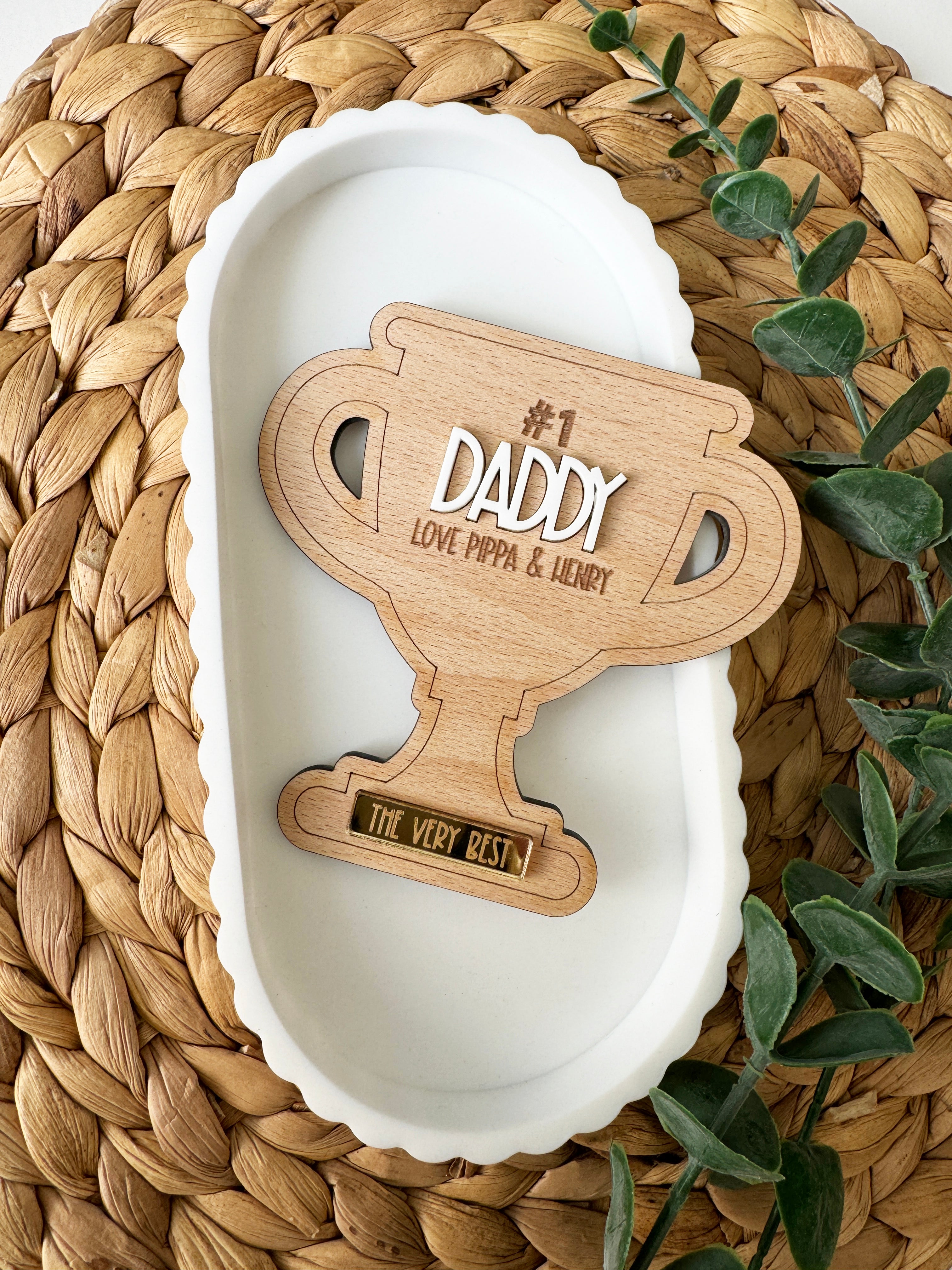 Personalised Father's Day trophy shelf sitter