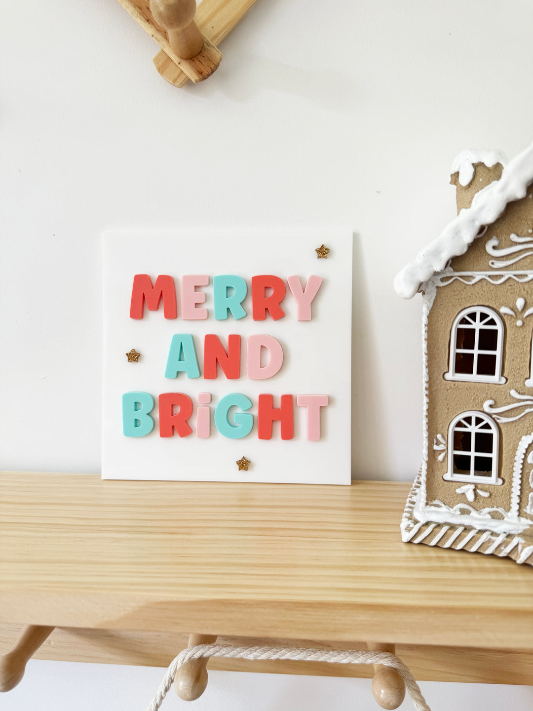 Merry and Bright Christmas wall tile decor