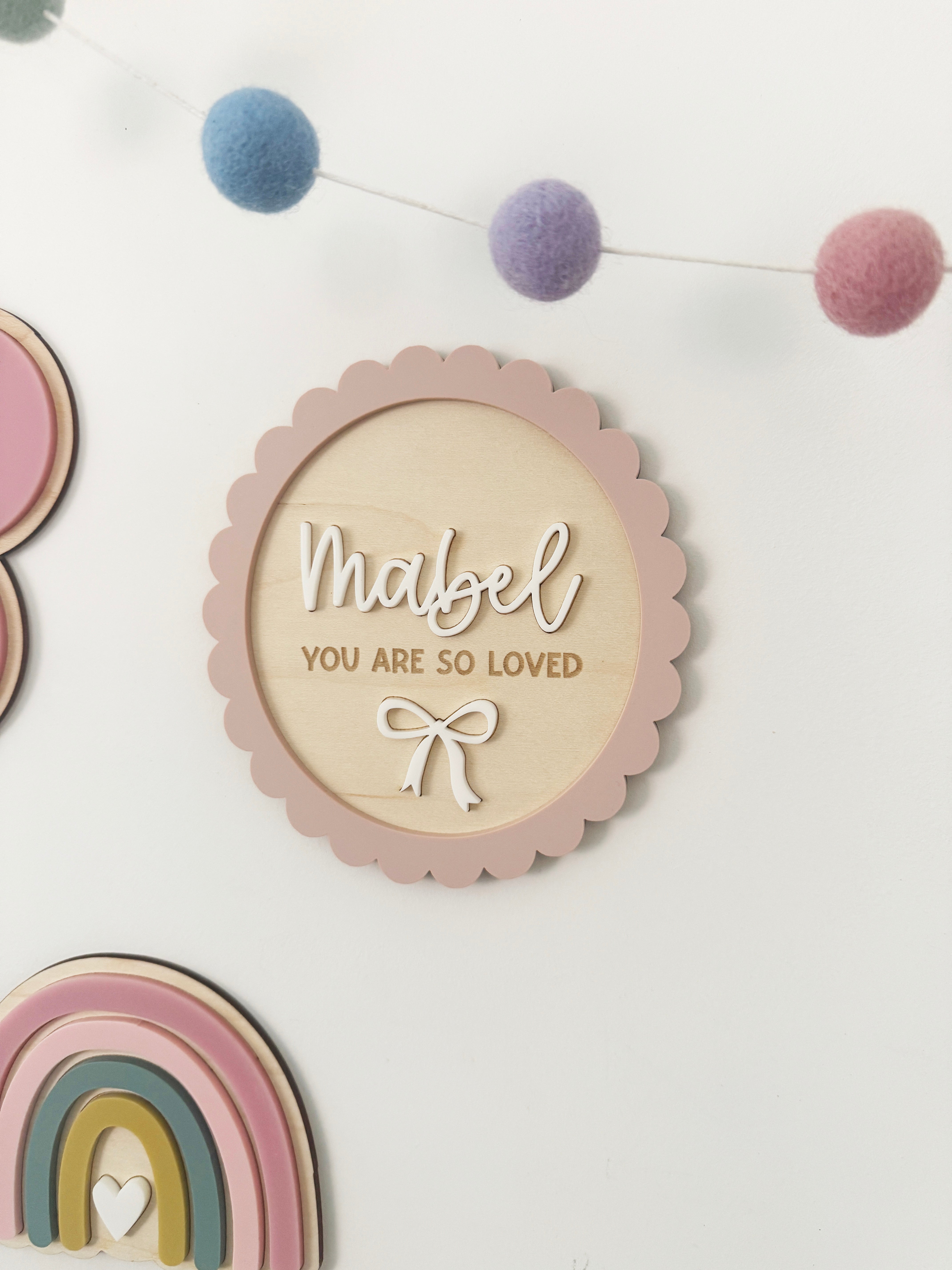 Personalised scallop bow wall plaque