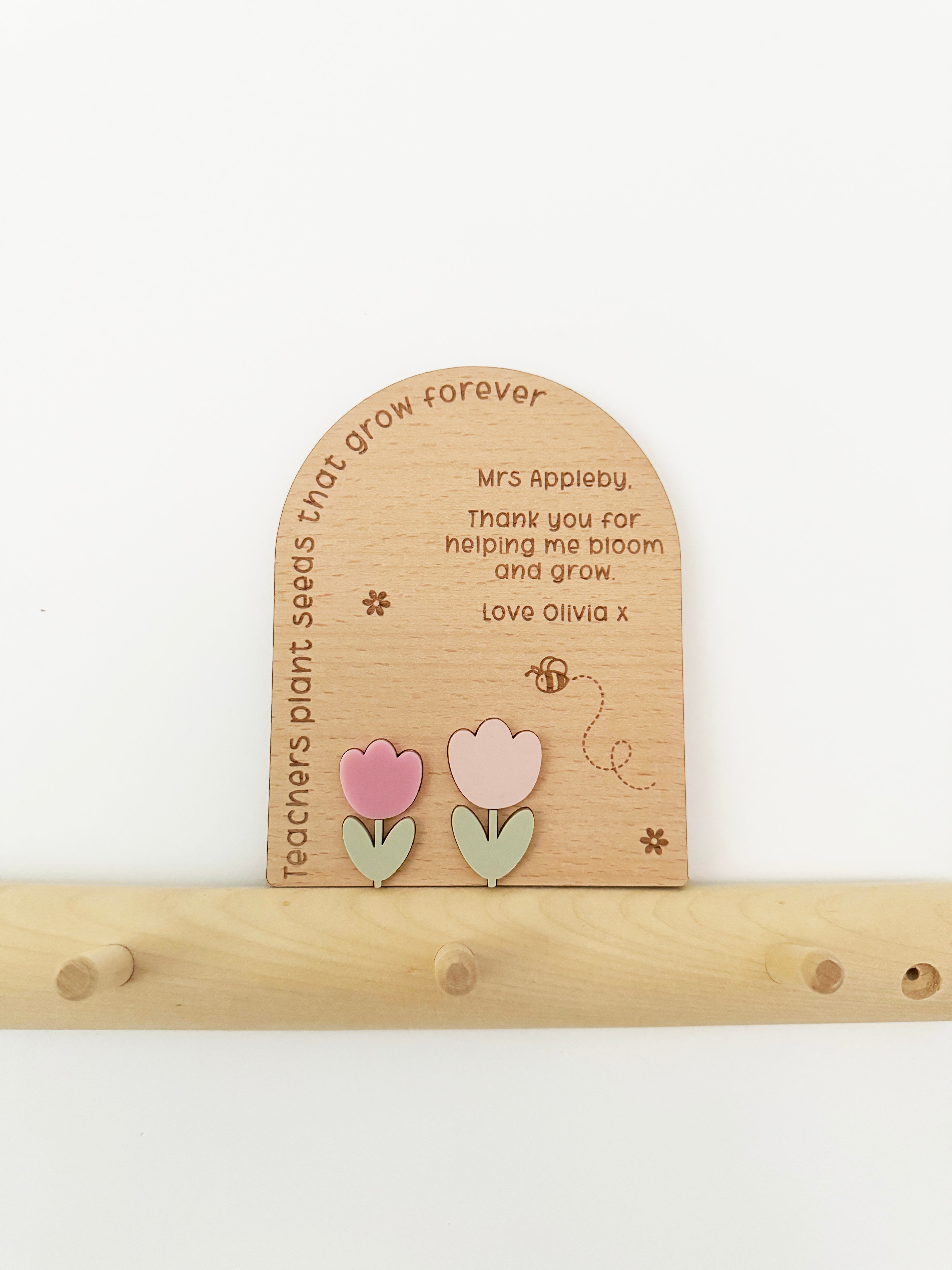 Personalised floral teacher board