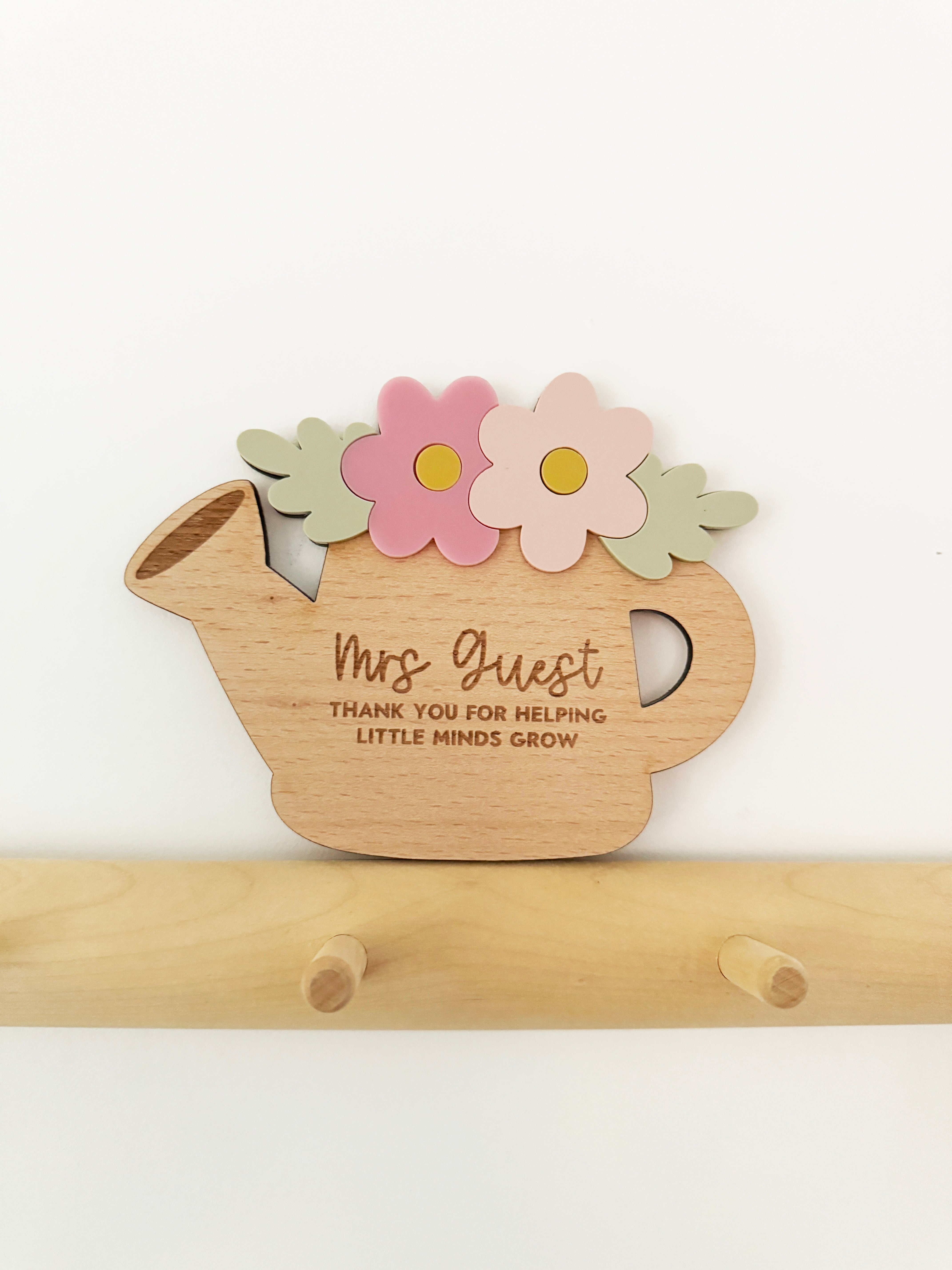 Personalised little minds teacher shelf sitter