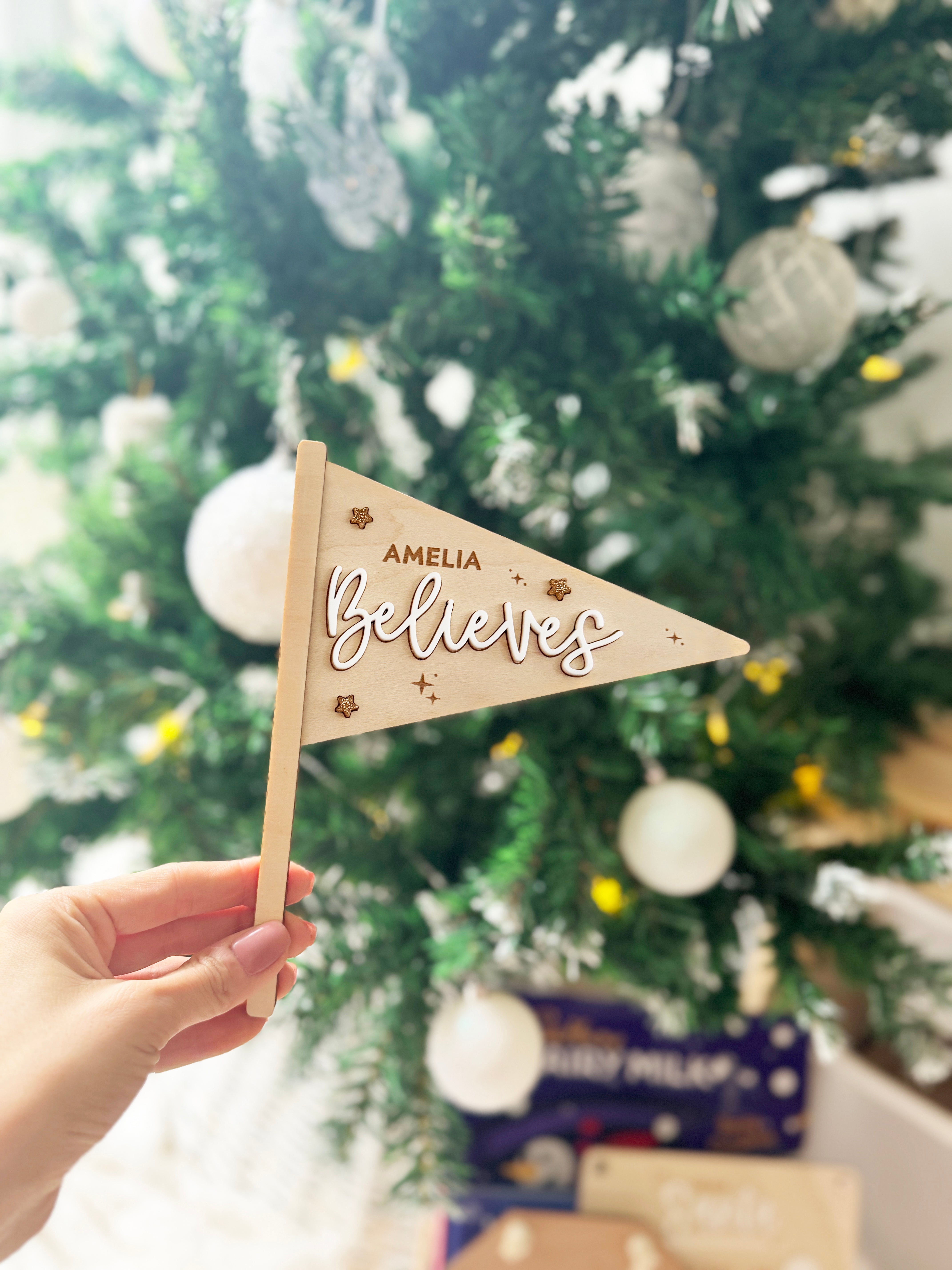 Personalised believes christmas flag