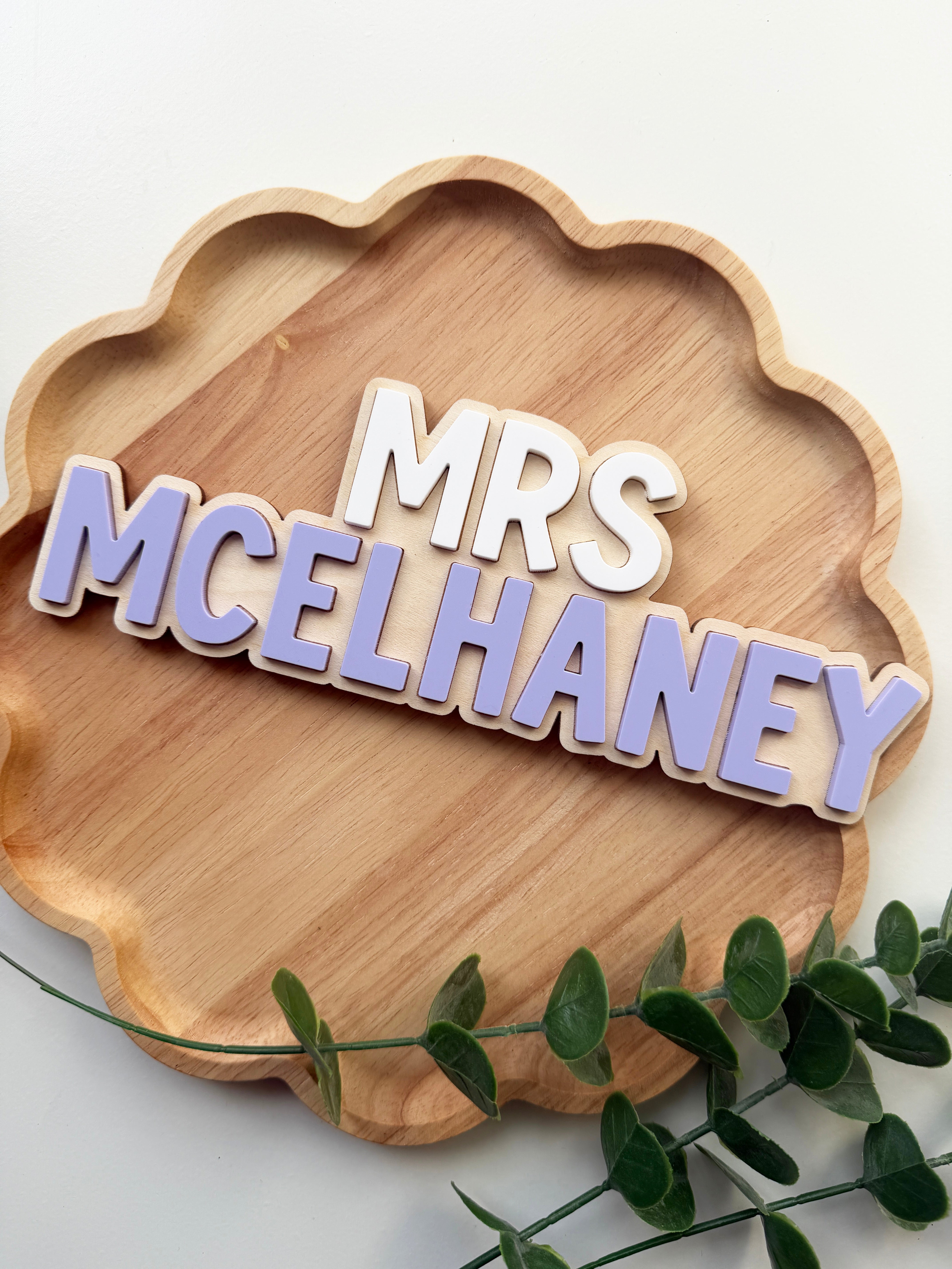 Personalised teacher name plaque