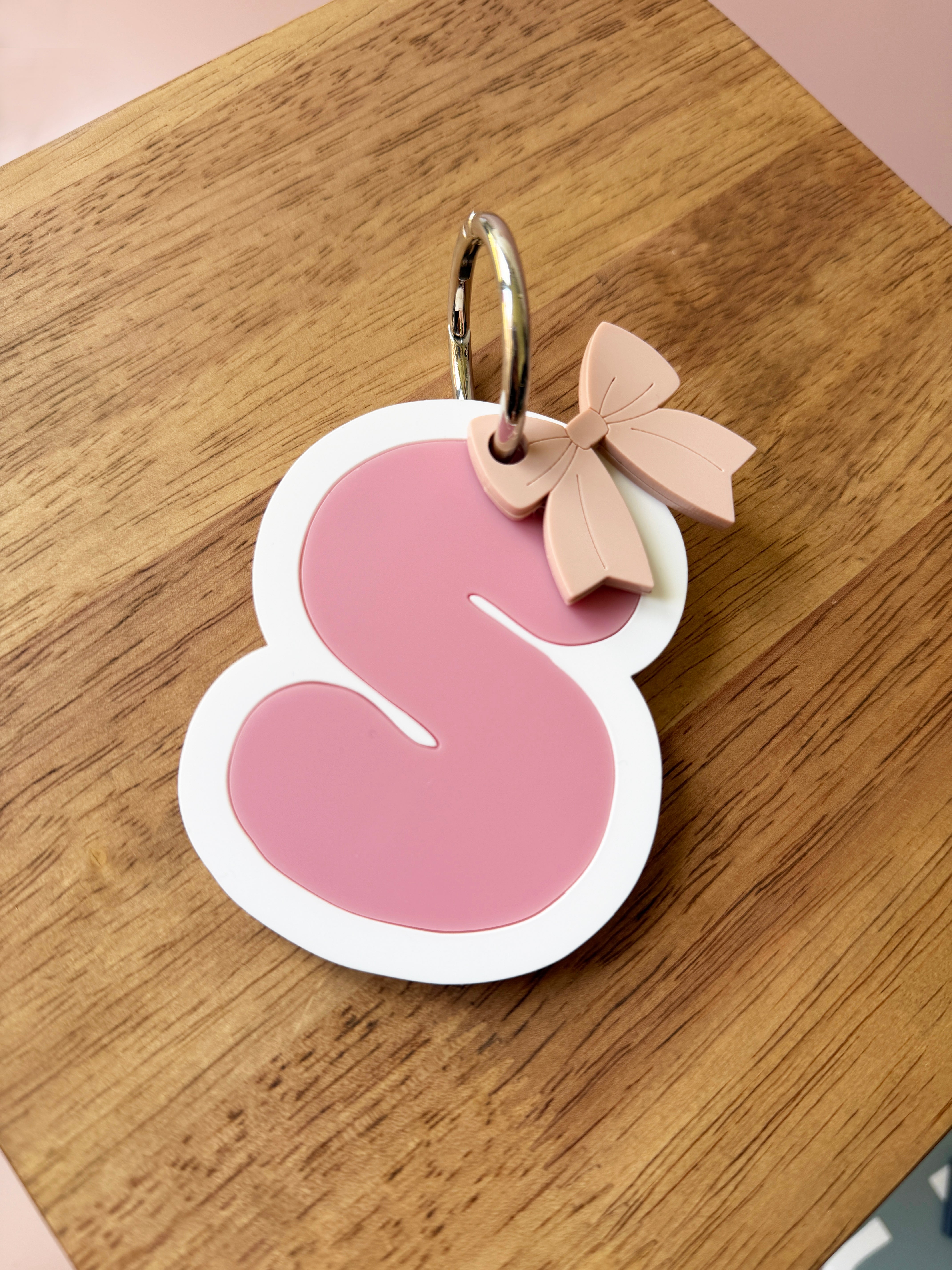 Personalised bubble letter charm bag tag