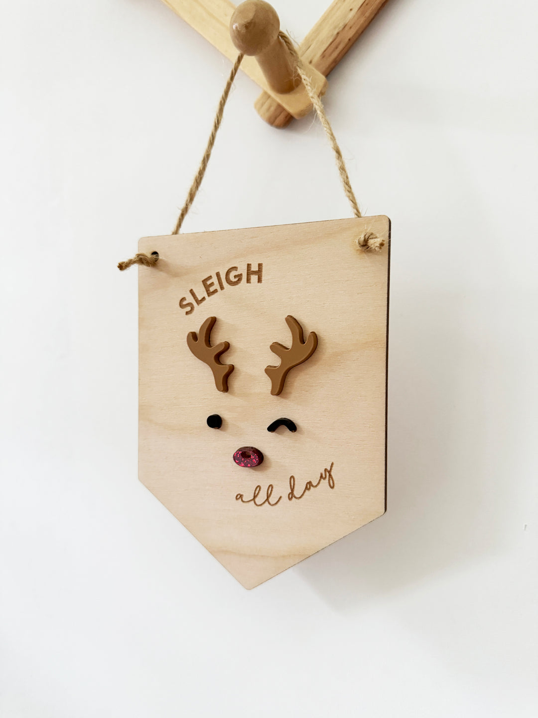 Sleigh all day reindeer mini pennant