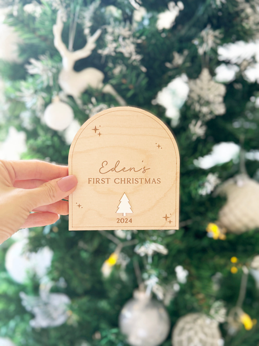 Personalised first christmas photo plaque