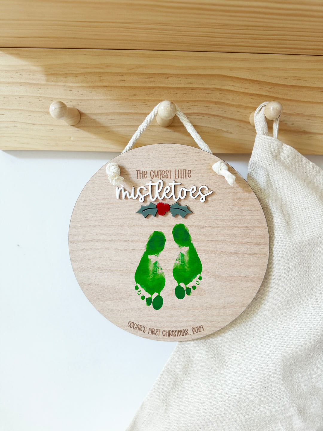 Personalised Mistletoes first Christmas plaque