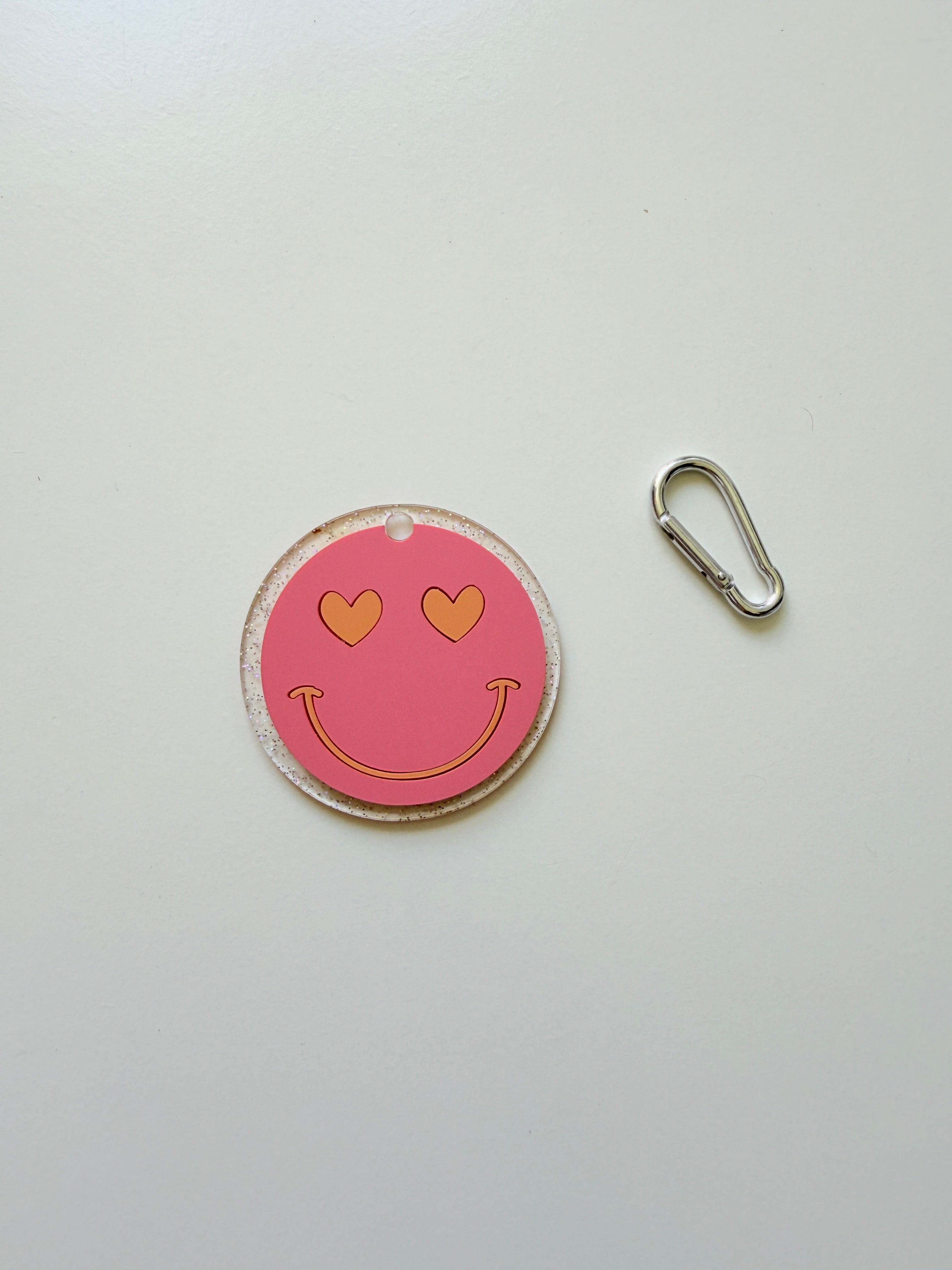 Heart face acrylic bag tag (Rasp/Orange) *SAMPLE*