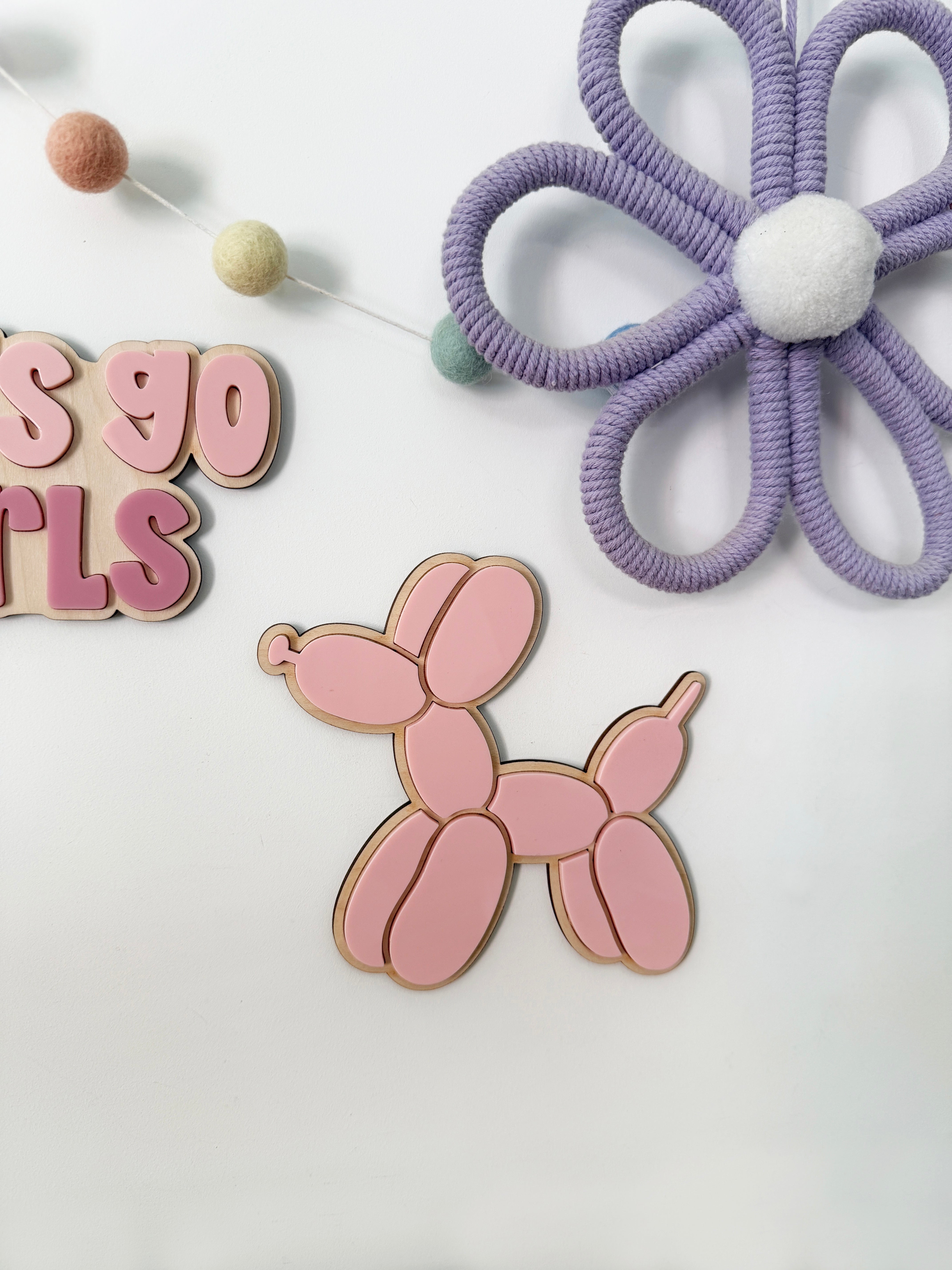 Pink balloon dog wall shape