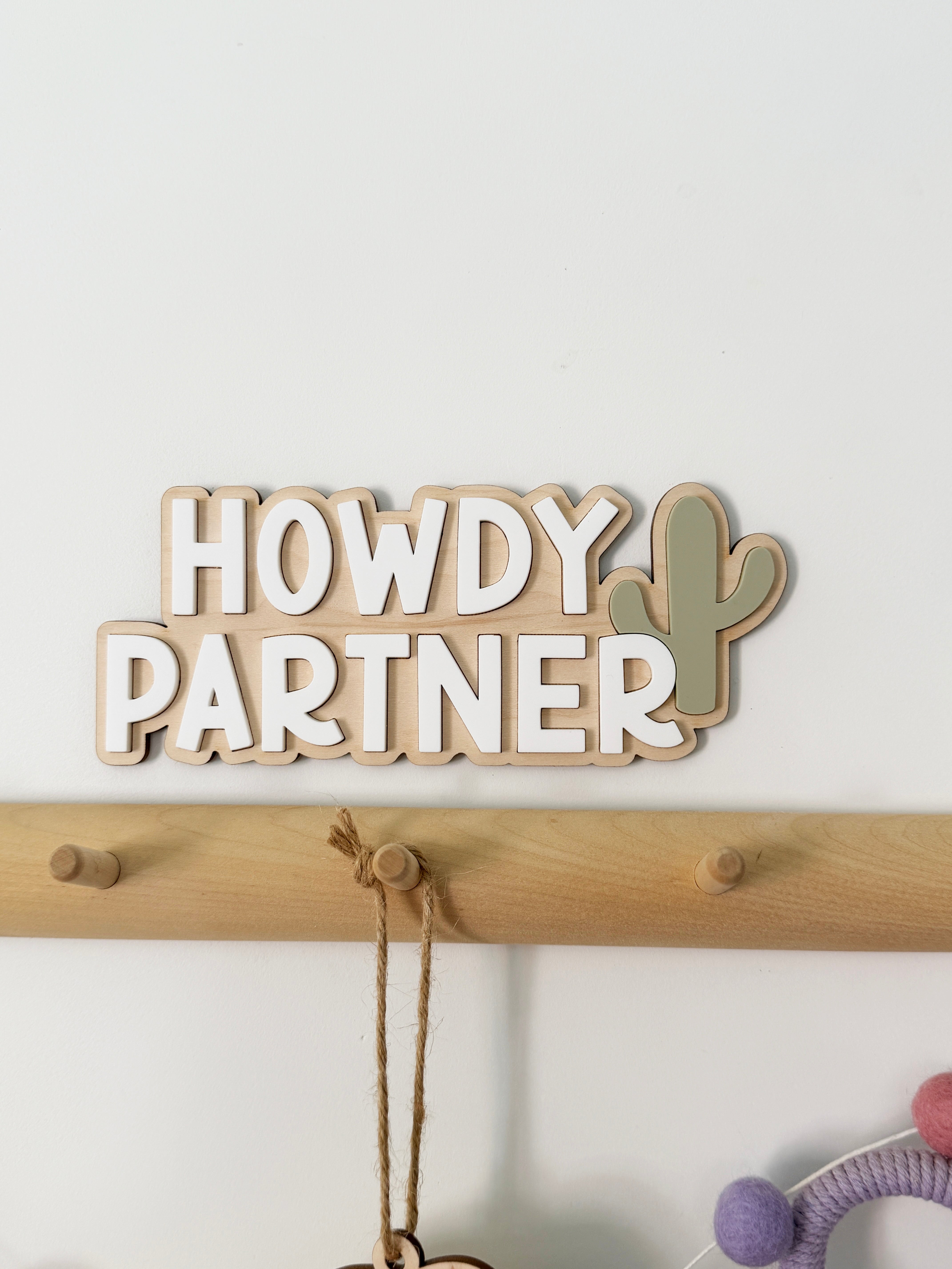 Howdy partner cactus wall sign