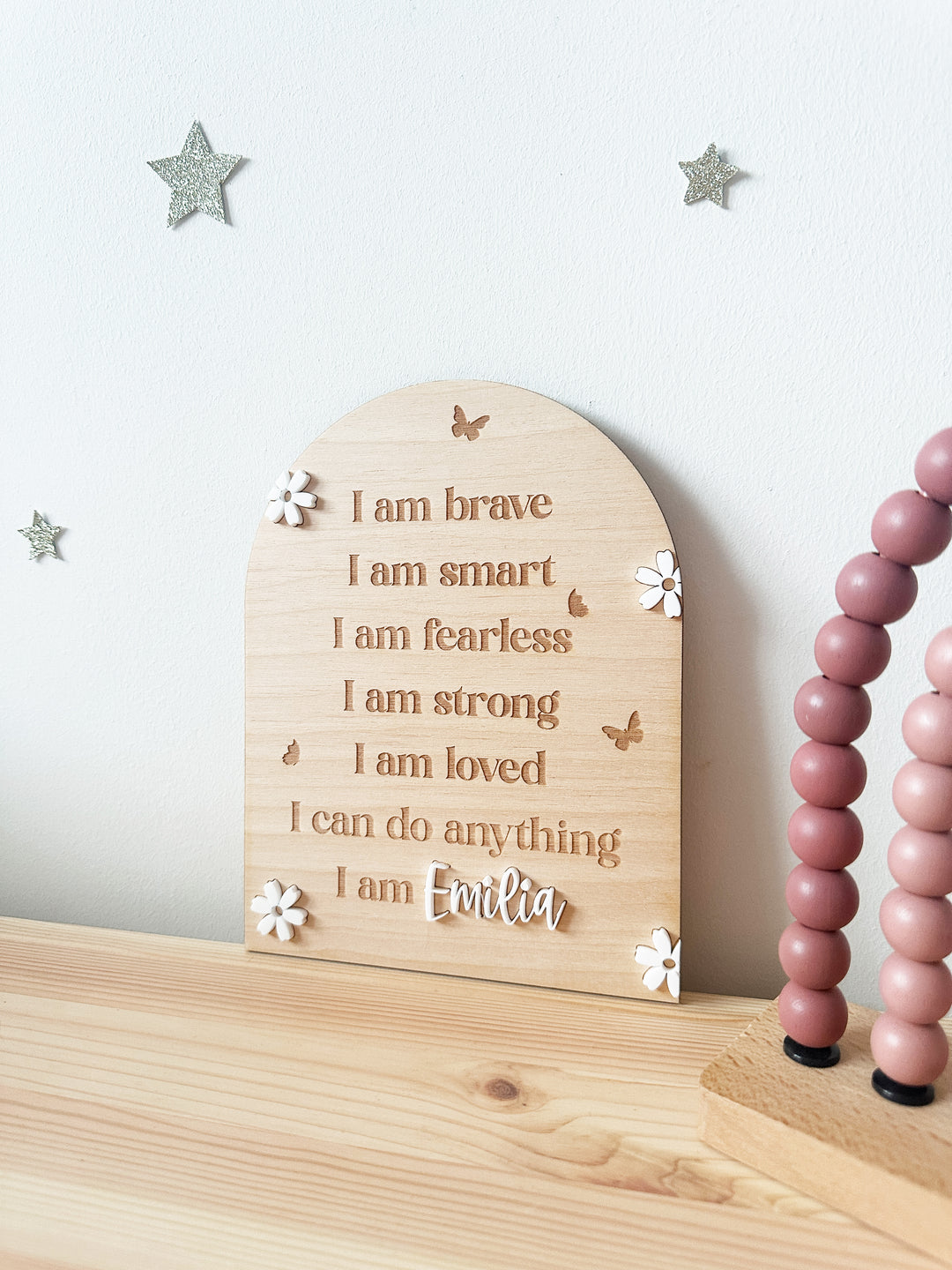 Personalised floral affirmation arch