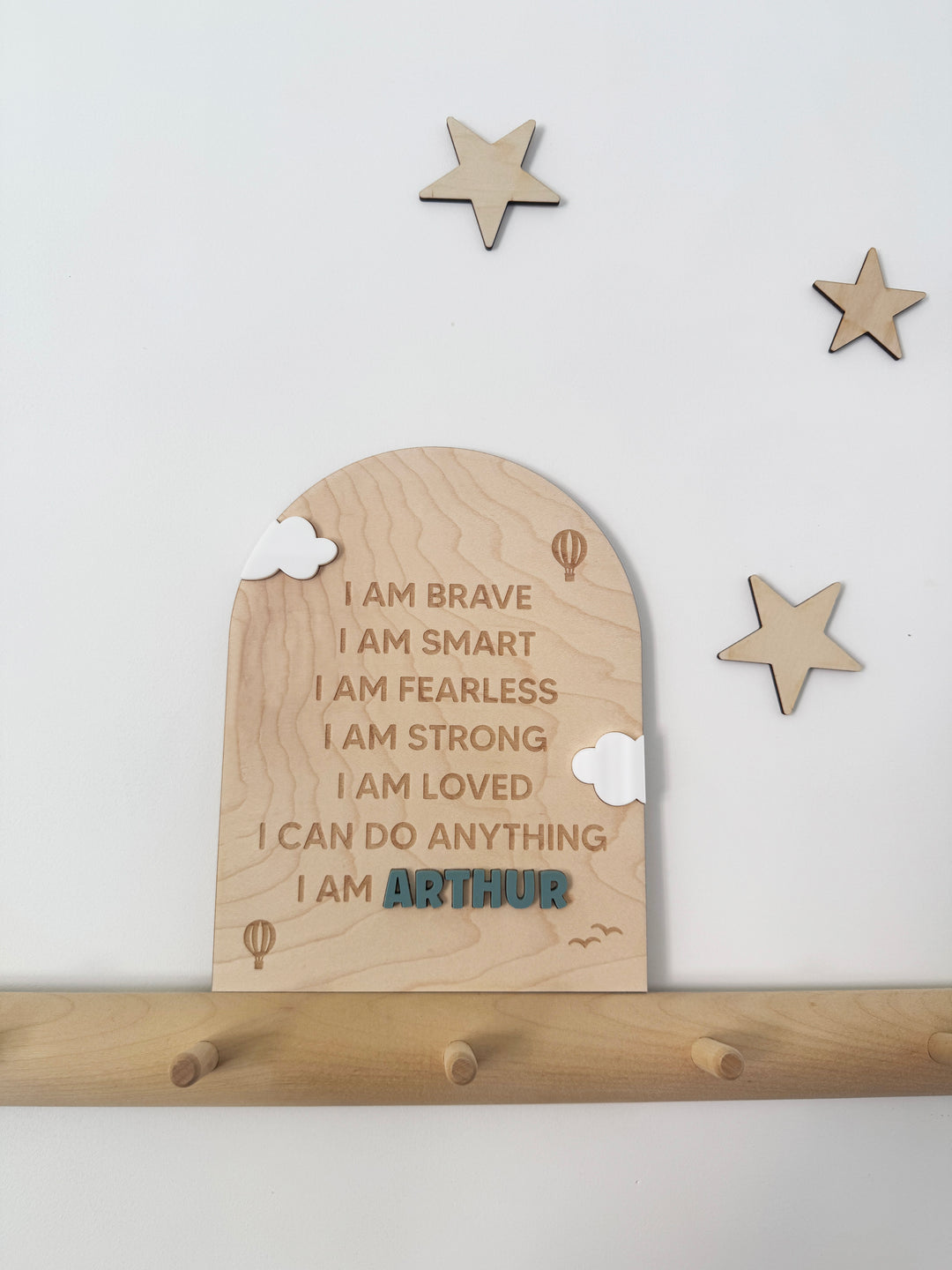 Personalised hot air balloon affirmation arch
