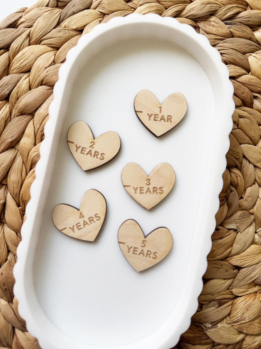 Height chart markers - Engraved hearts (set of 5)