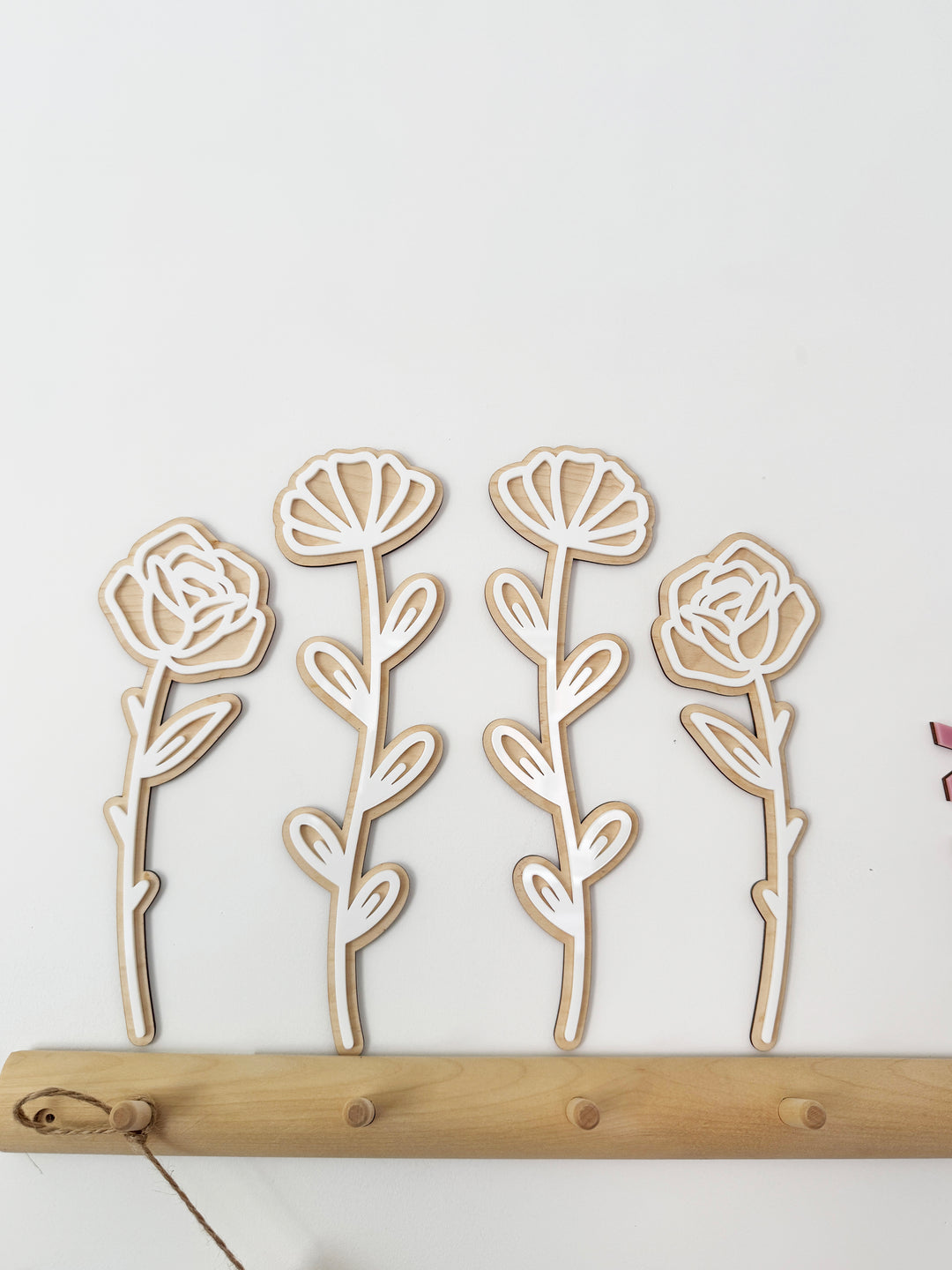 Wild flower stems wall decor (set of 4)