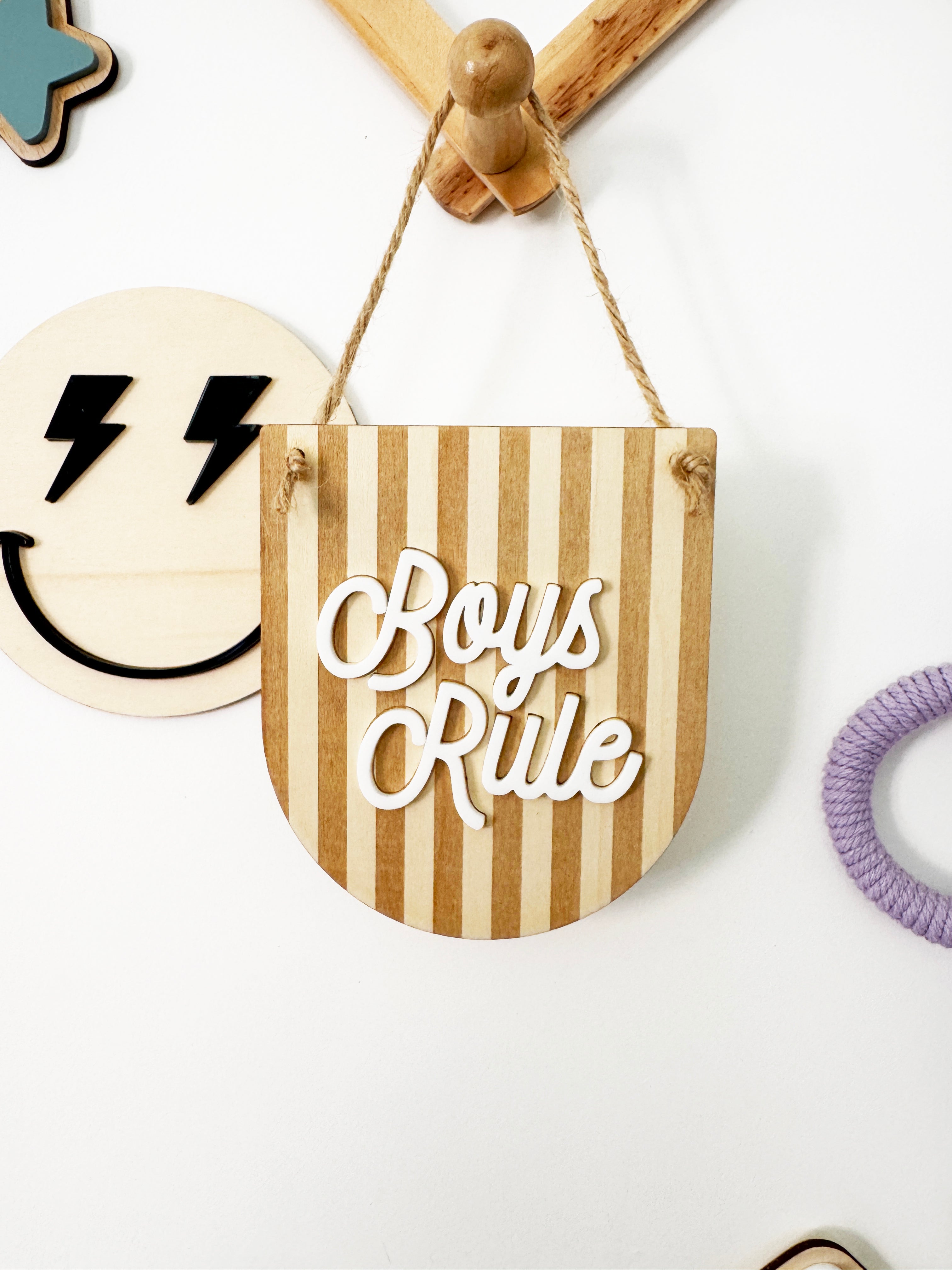 Boys Rule stripe mini pennant (Return of the Rays)