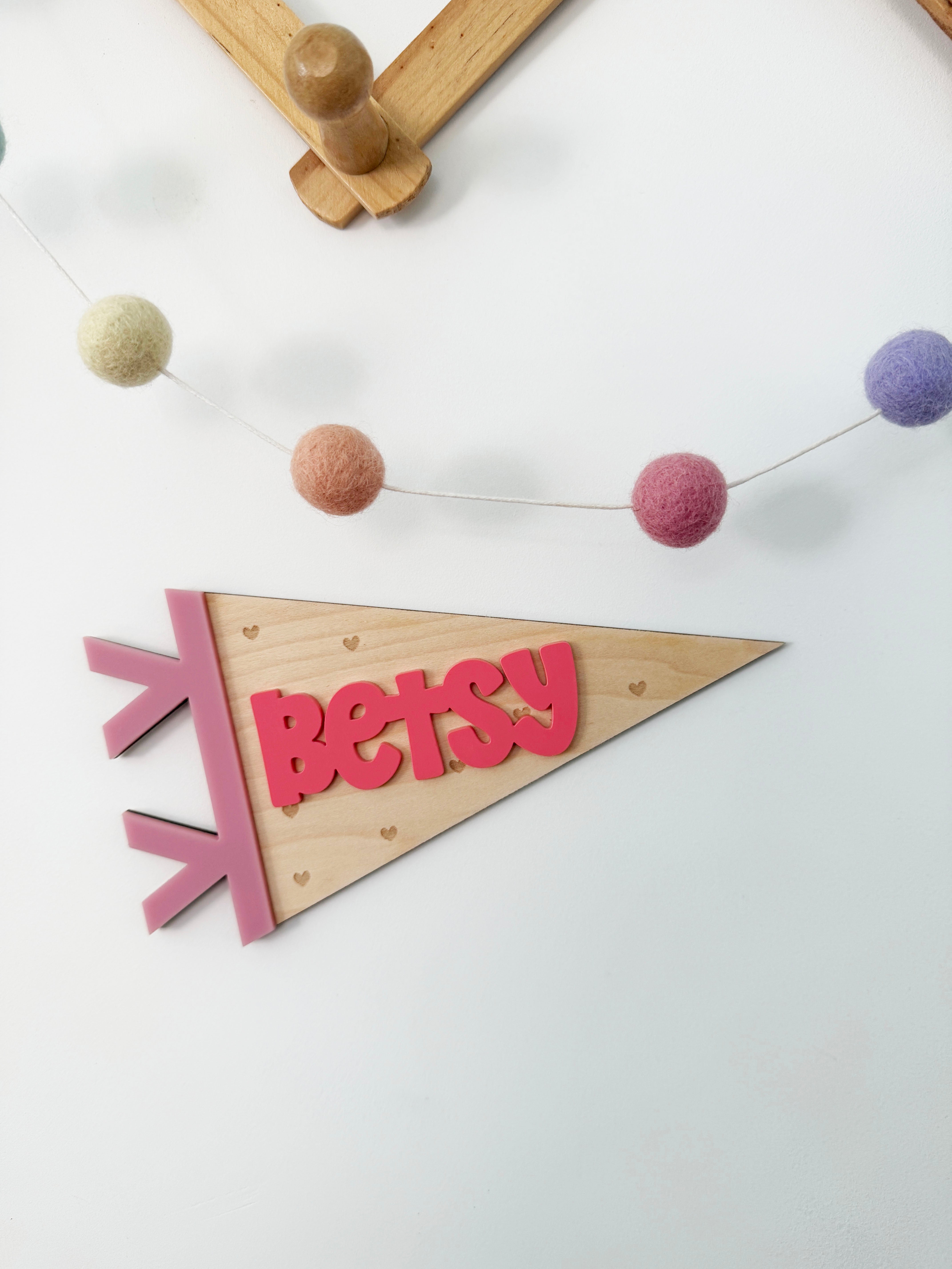 Personalised heart name pennant flag