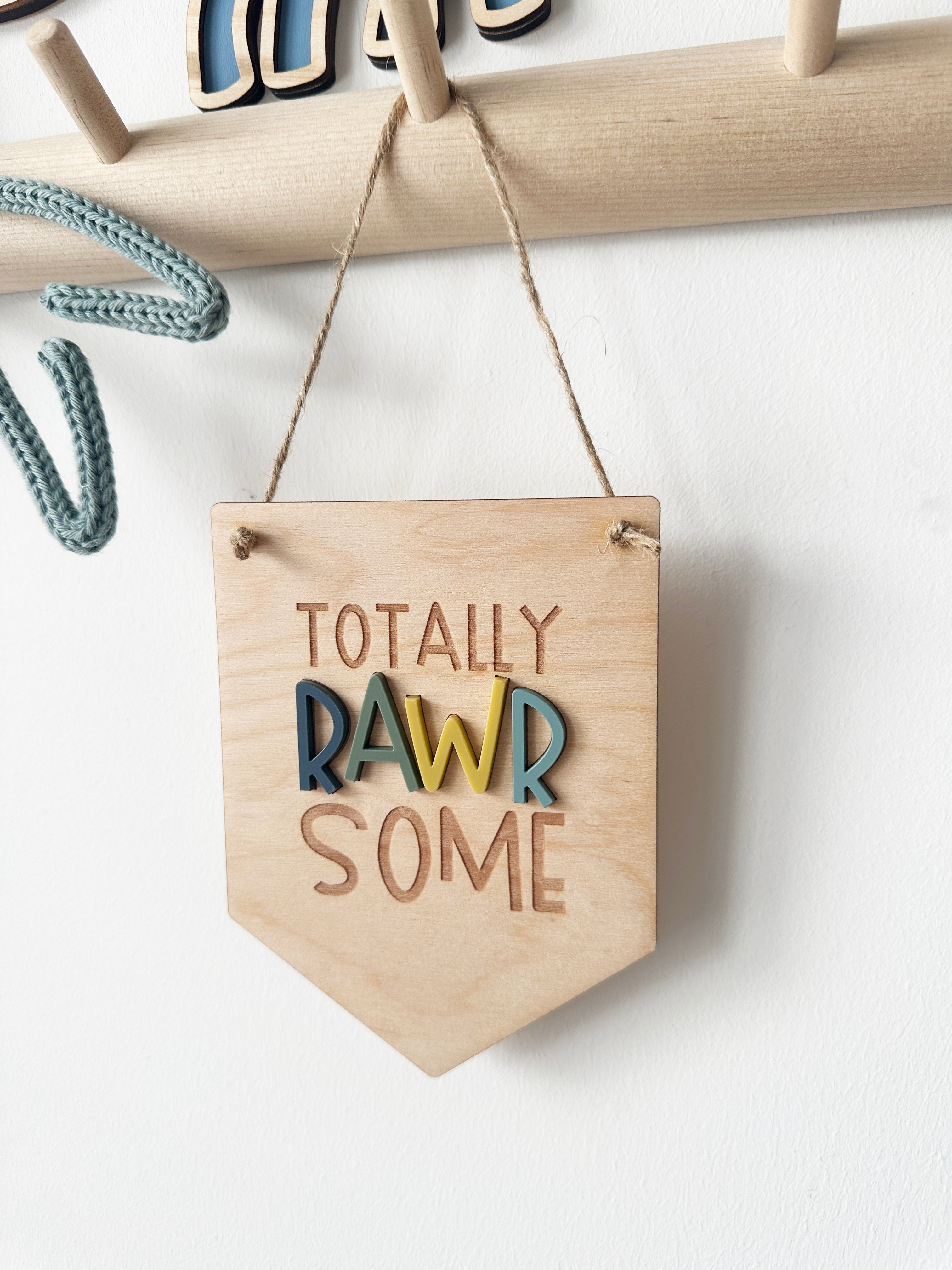 Totally rawrsome dinosaur mini pennant