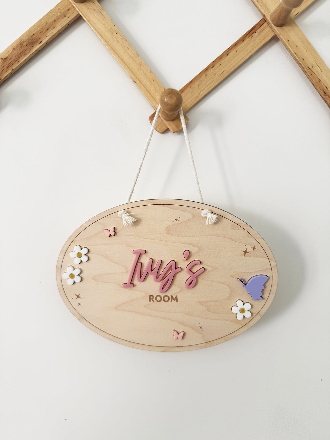 Personalised daisy butterfly bedroom door sign