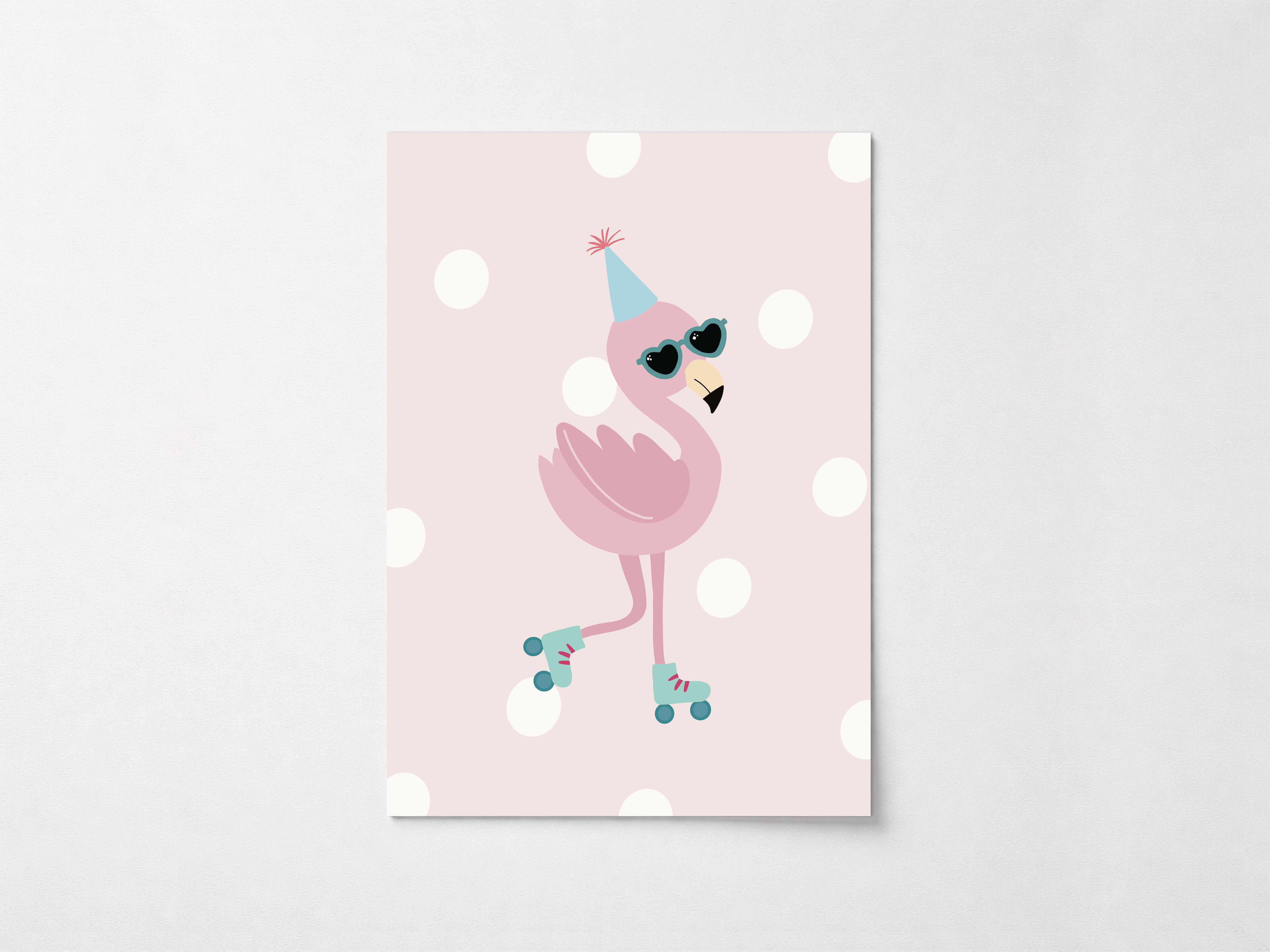 Polka dot flamingo poster print