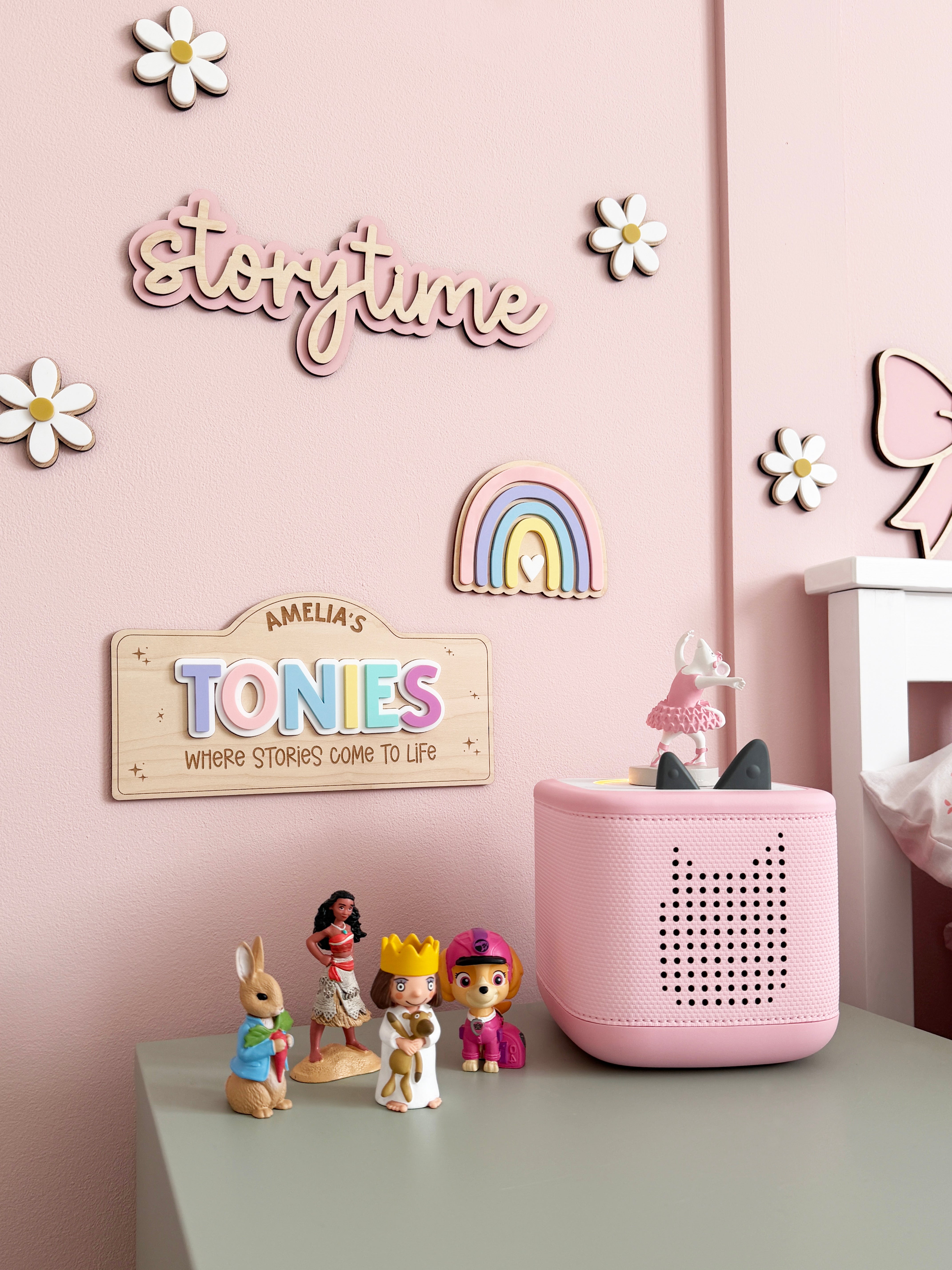 Personalised tonies wall sign (Pastel Rainbow)