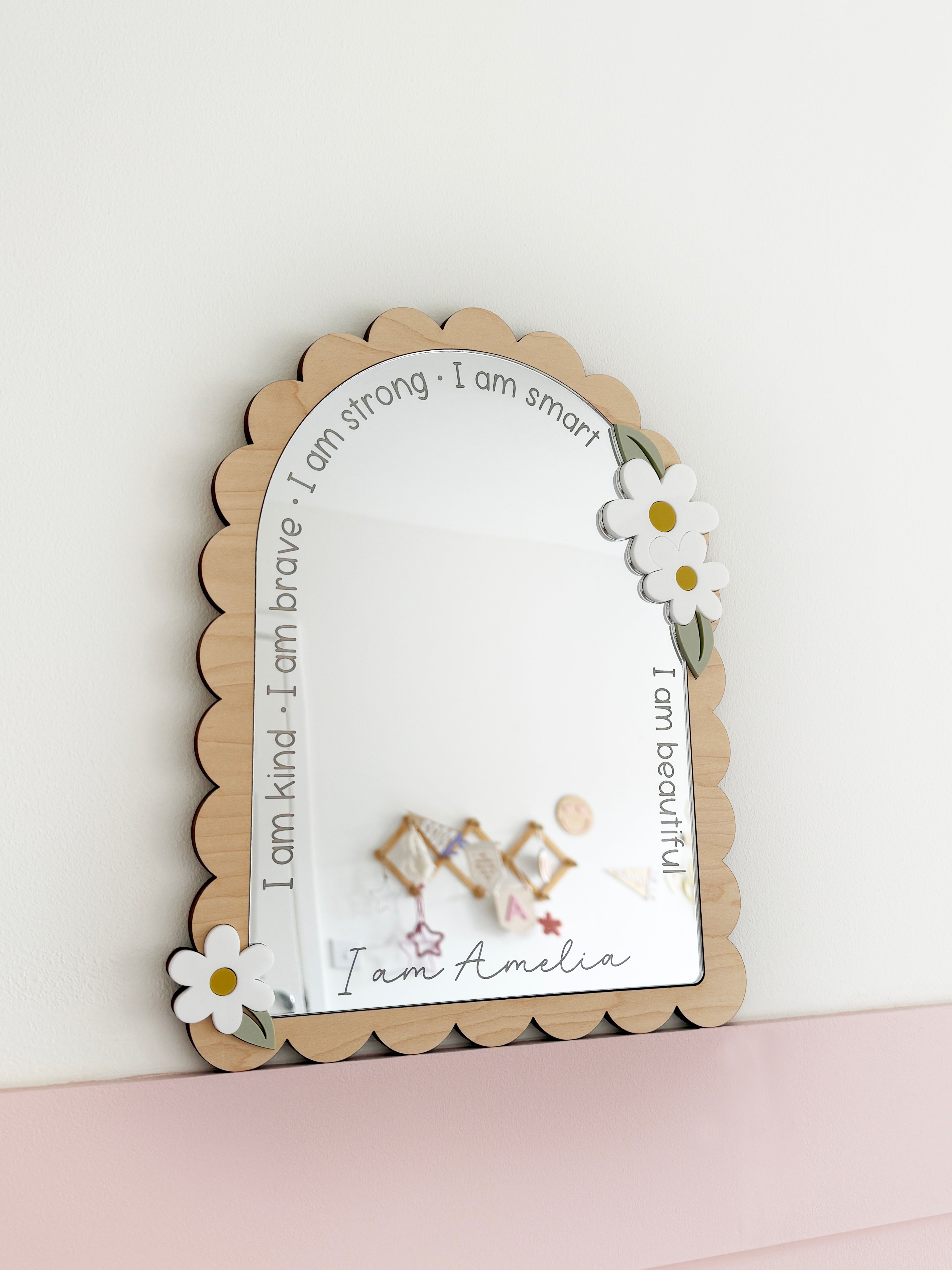 Personalised Floral affirmation mirror