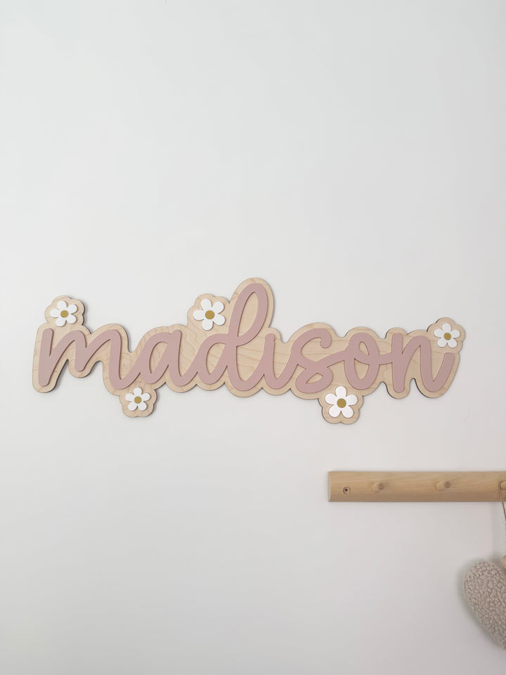 Double layer custom script daisy name sign